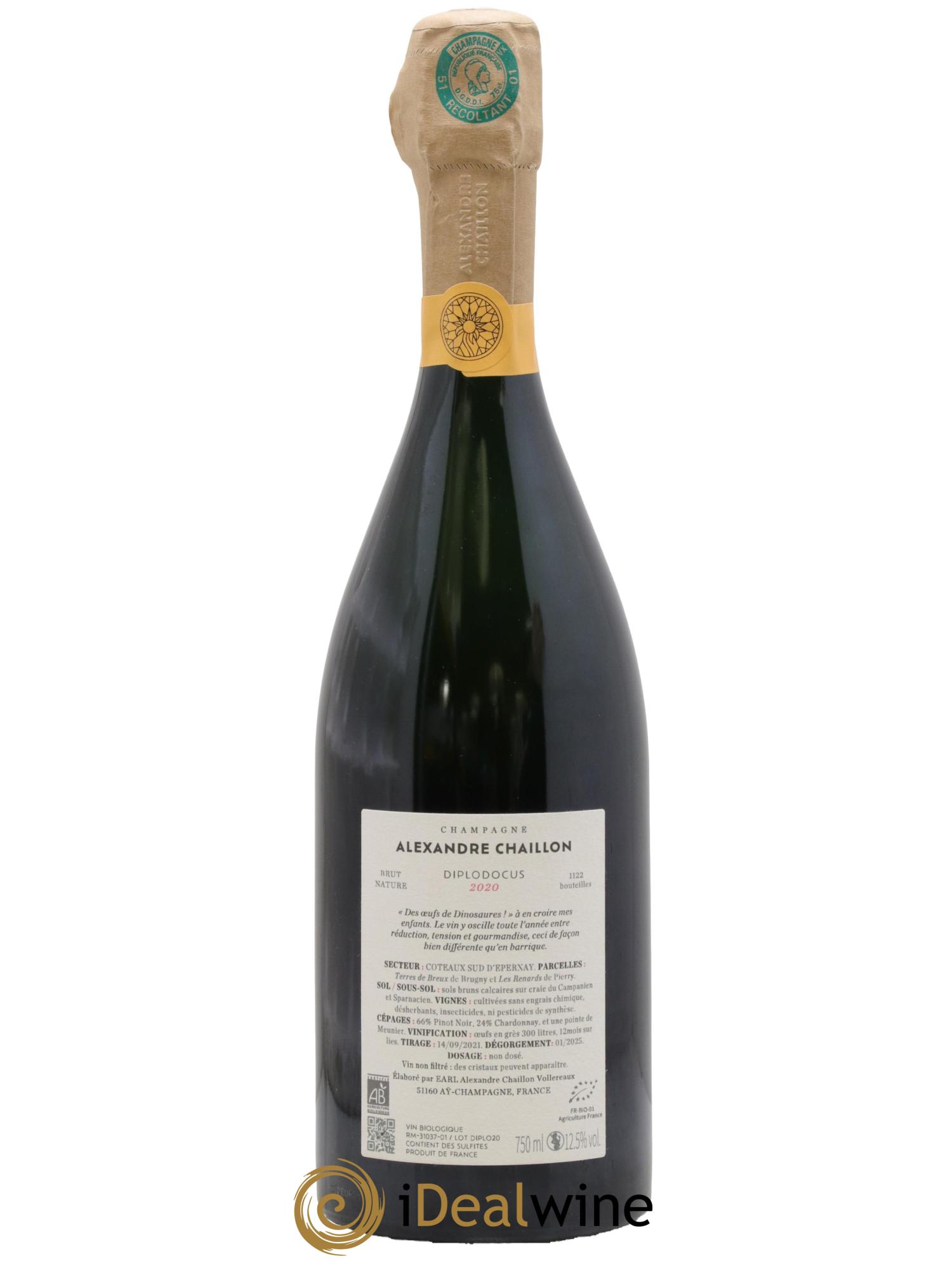 Champagne Alexandre Chaillon Diplodocus 2020 - Lotto di 1 bottiglia - 1