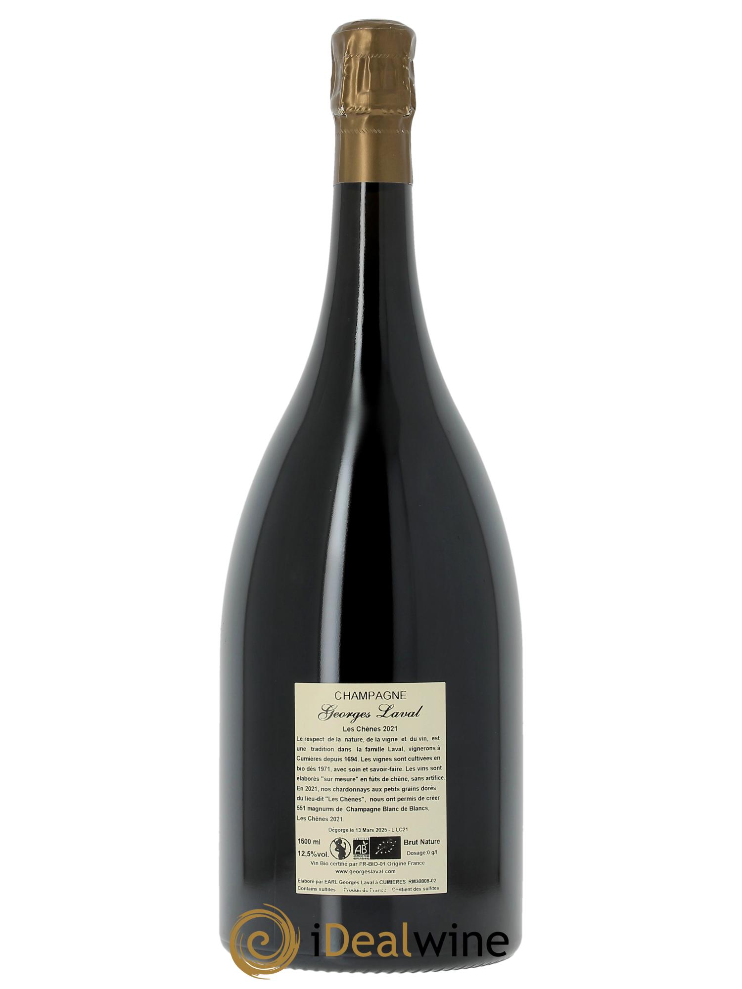 Les Chênes 1er Cru Brut Nature Georges Laval  2021 - Lot de 1 magnum - 1