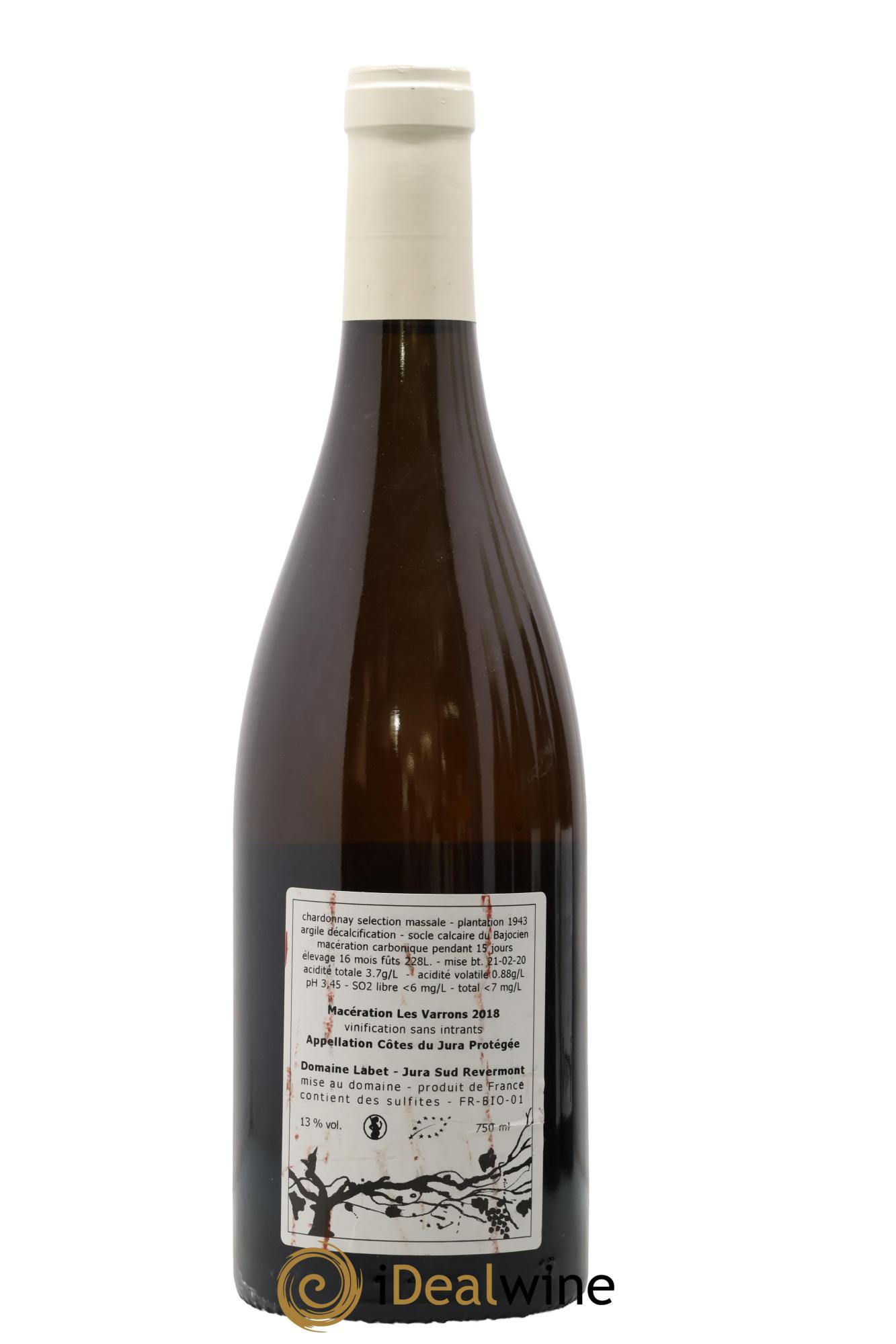Côtes du Jura Chardonnay Les Varrons Macération Romain - Julien  - Charline Labet 2018 - Lotto di 1 bottiglia - 1