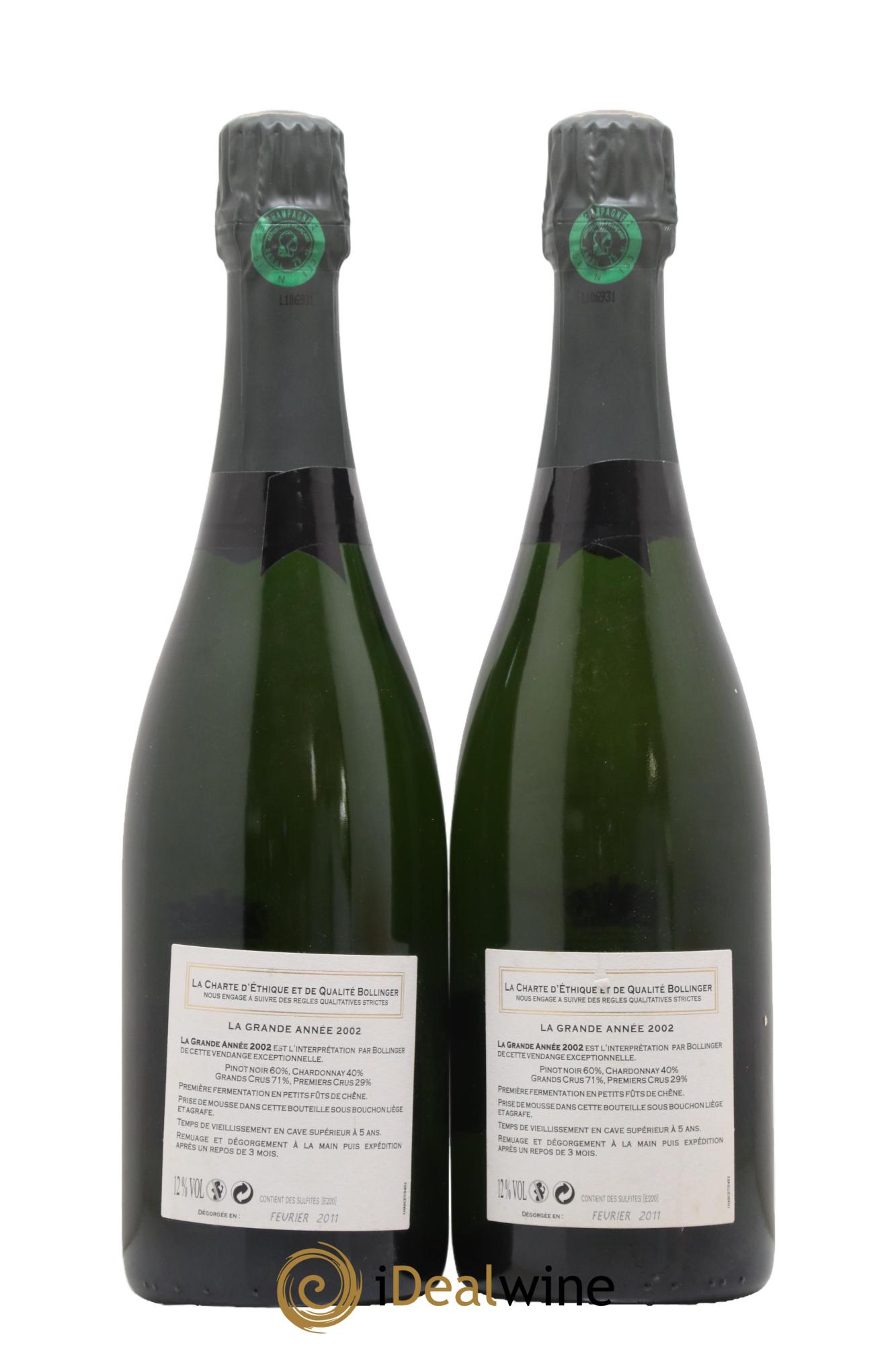 Grande Année Brut Bollinger 2002 - Lot of 2 bottles - 1