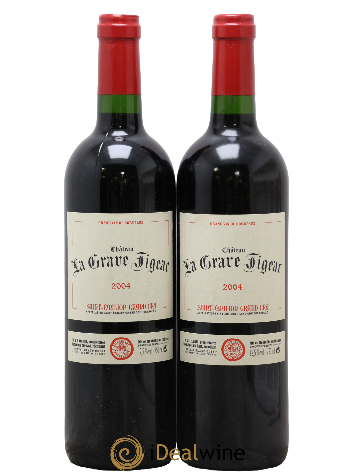 Saint-Émilion Grand Cru Château La Grave Figeac 2004 - Lot de 2 bouteilles - 0