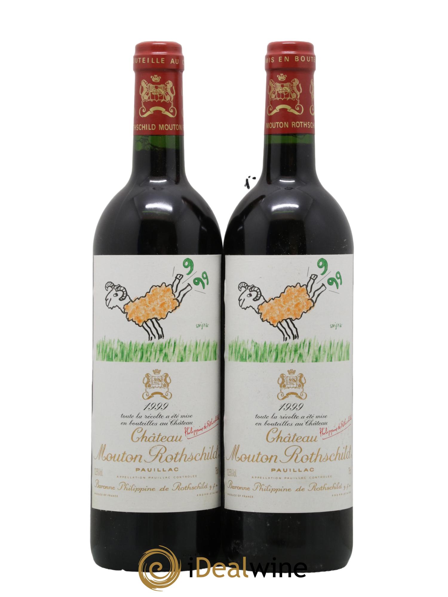Château Mouton Rothschild 1er Grand Cru Classé 1999 - Lot de 2 bouteilles - 0