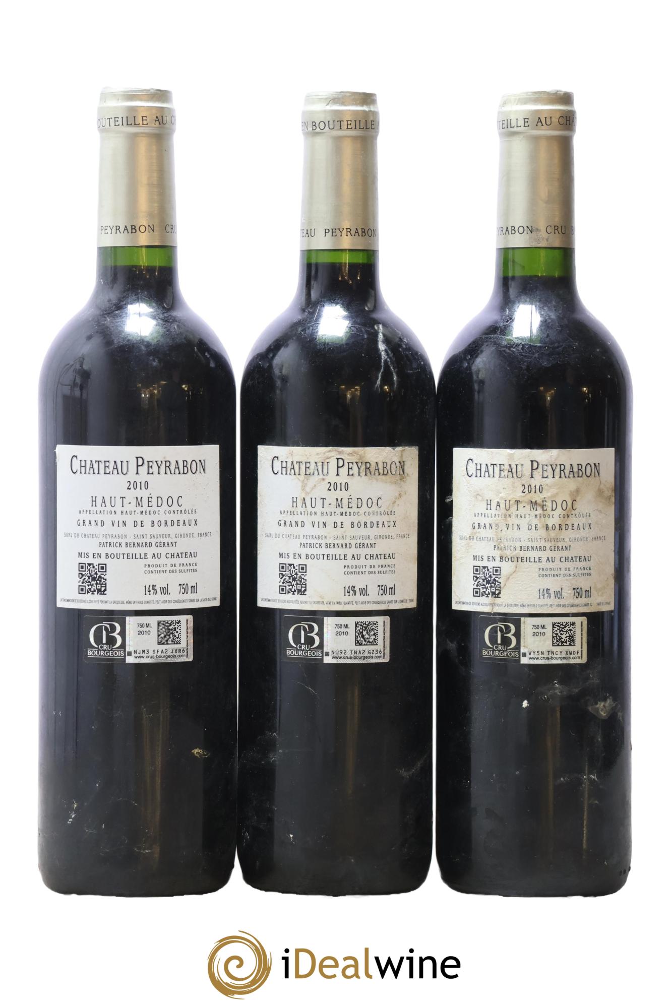 Château Peyrabon Cru Bourgeois 2010 - Lot of 3 bottles - 1