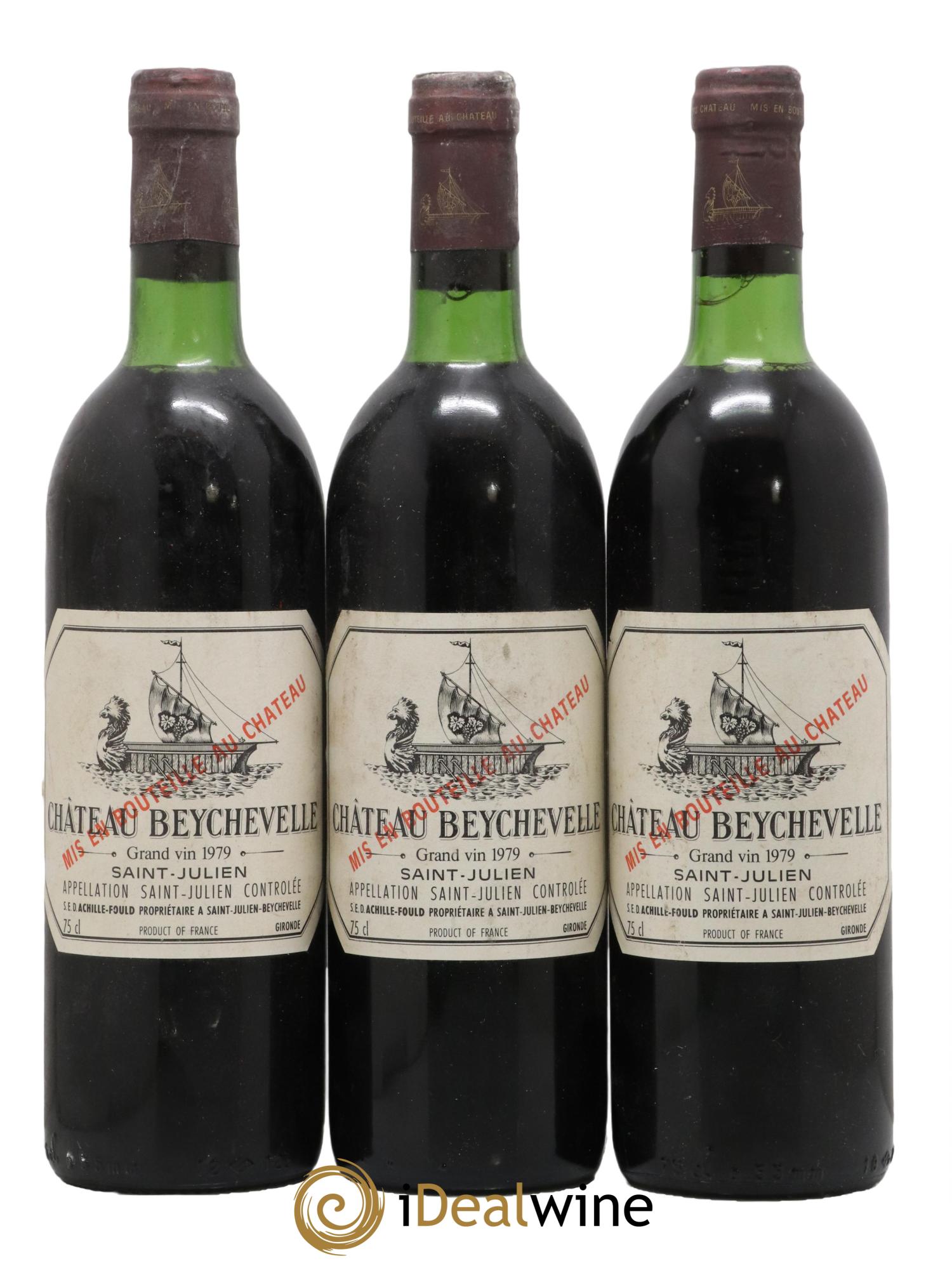 Château Beychevelle 4ème Grand Cru Classé 1979 - Lot de 3 bouteilles - 0