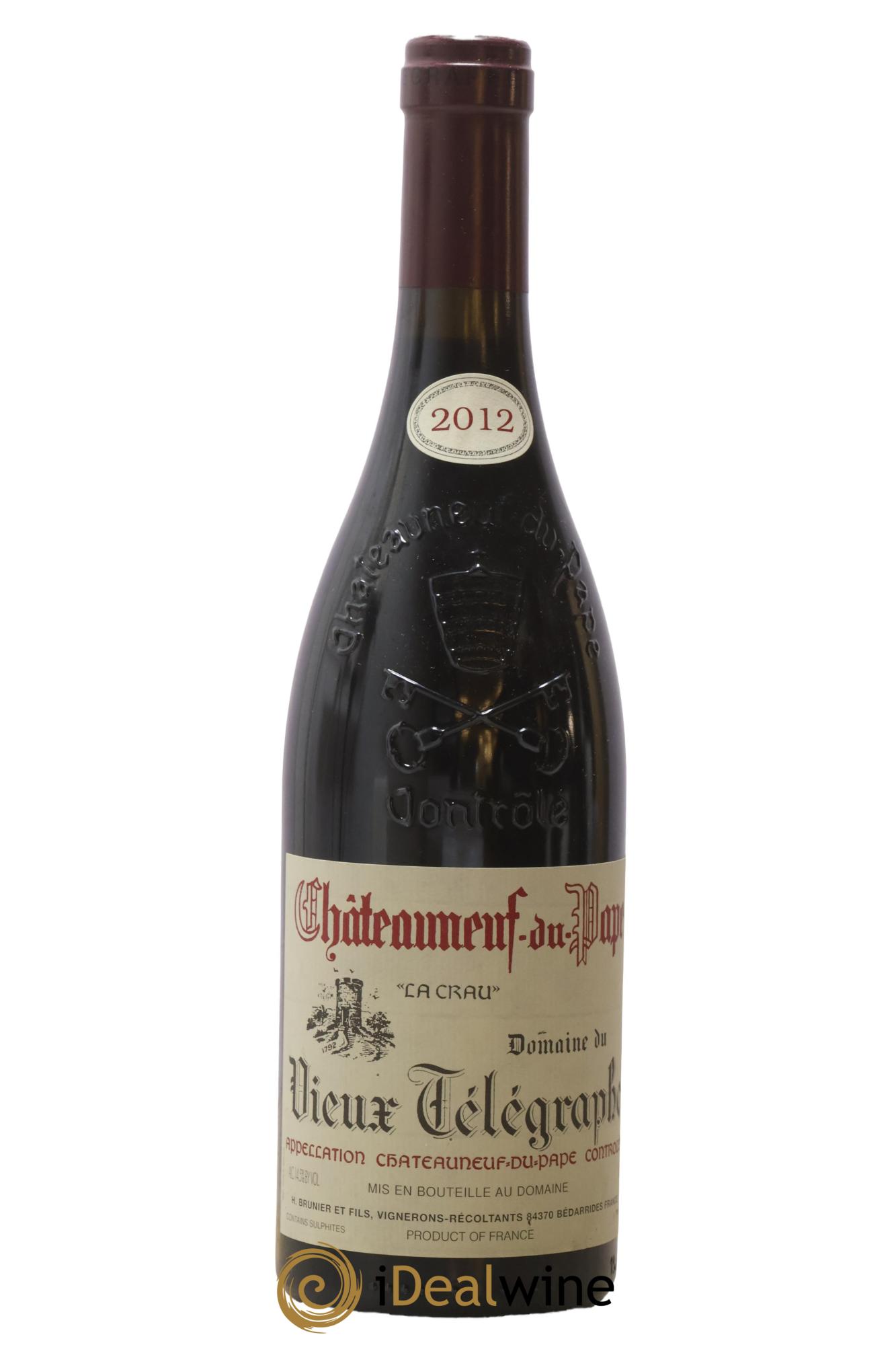 Châteauneuf-du-Pape Vieux Télégraphe (Domaine du) Vignobles Brunier 2012 - Lot de 1 bouteille - 0