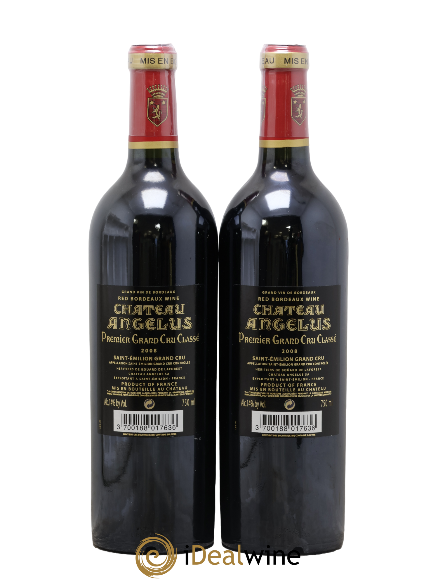 Château Angélus 1er Grand Cru Classé A 2008 - Lot de 2 bouteilles - 1