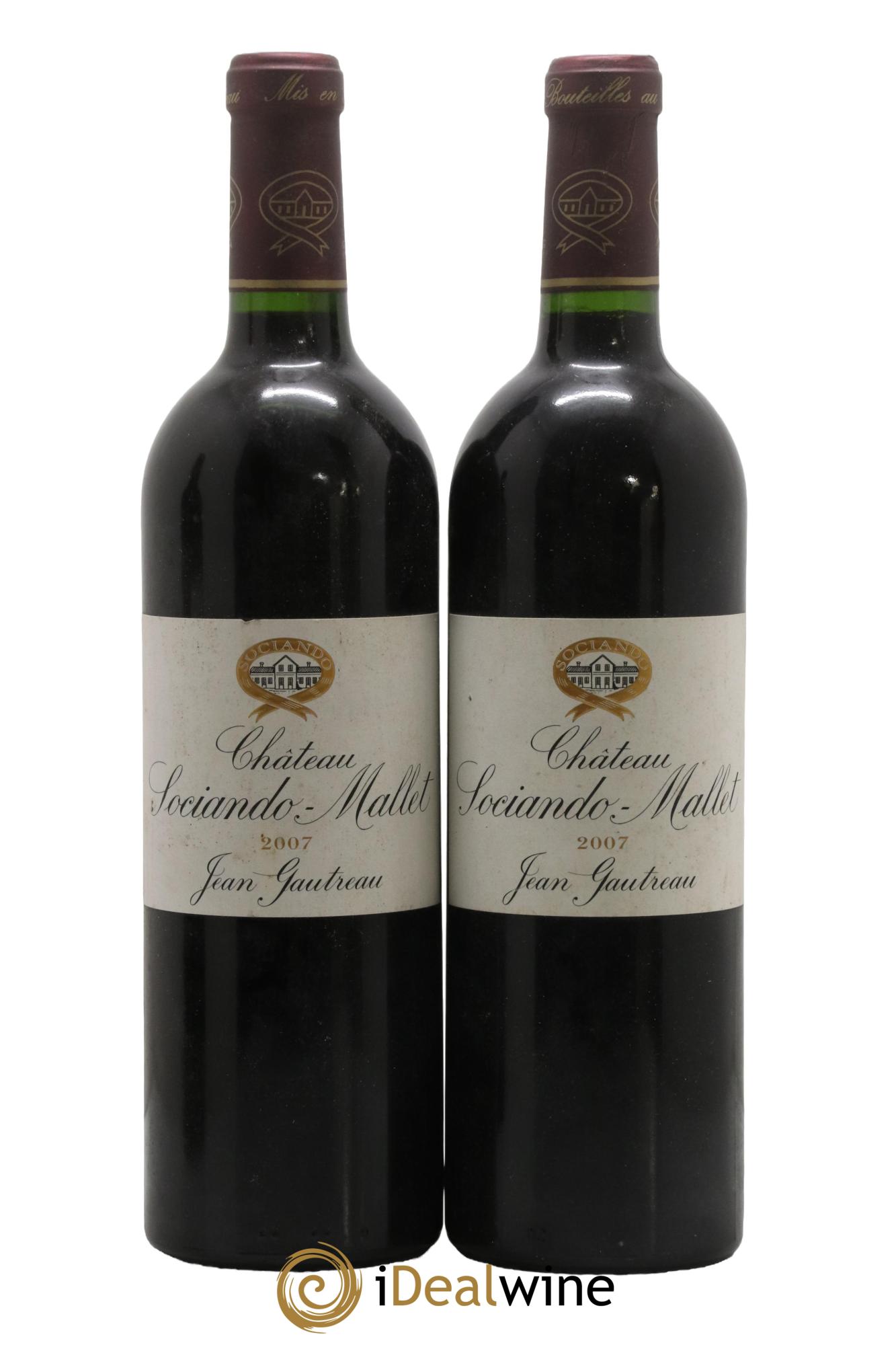 Château Sociando Mallet 2007 - Lotto di 2 bottiglie - 0