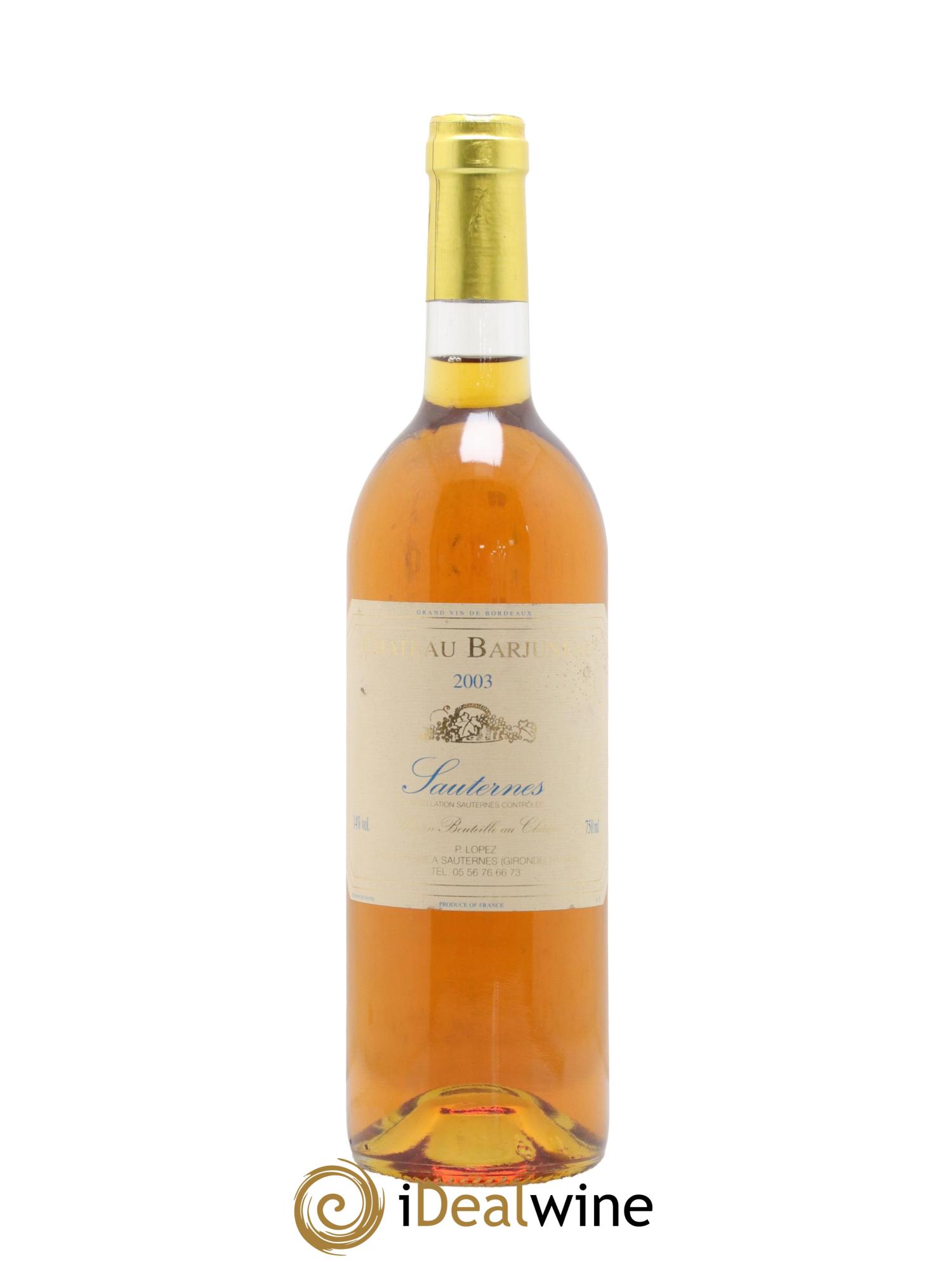 Sauternes Château Barjuneau 2003 - Posten von 1 Flasche - 0