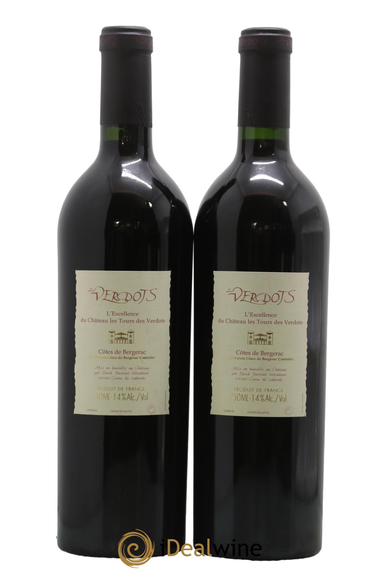 Côtes de Bergerac Les Verdots L'Excellence David Fourtout 2003 - Posten von 2 Flaschen - 1