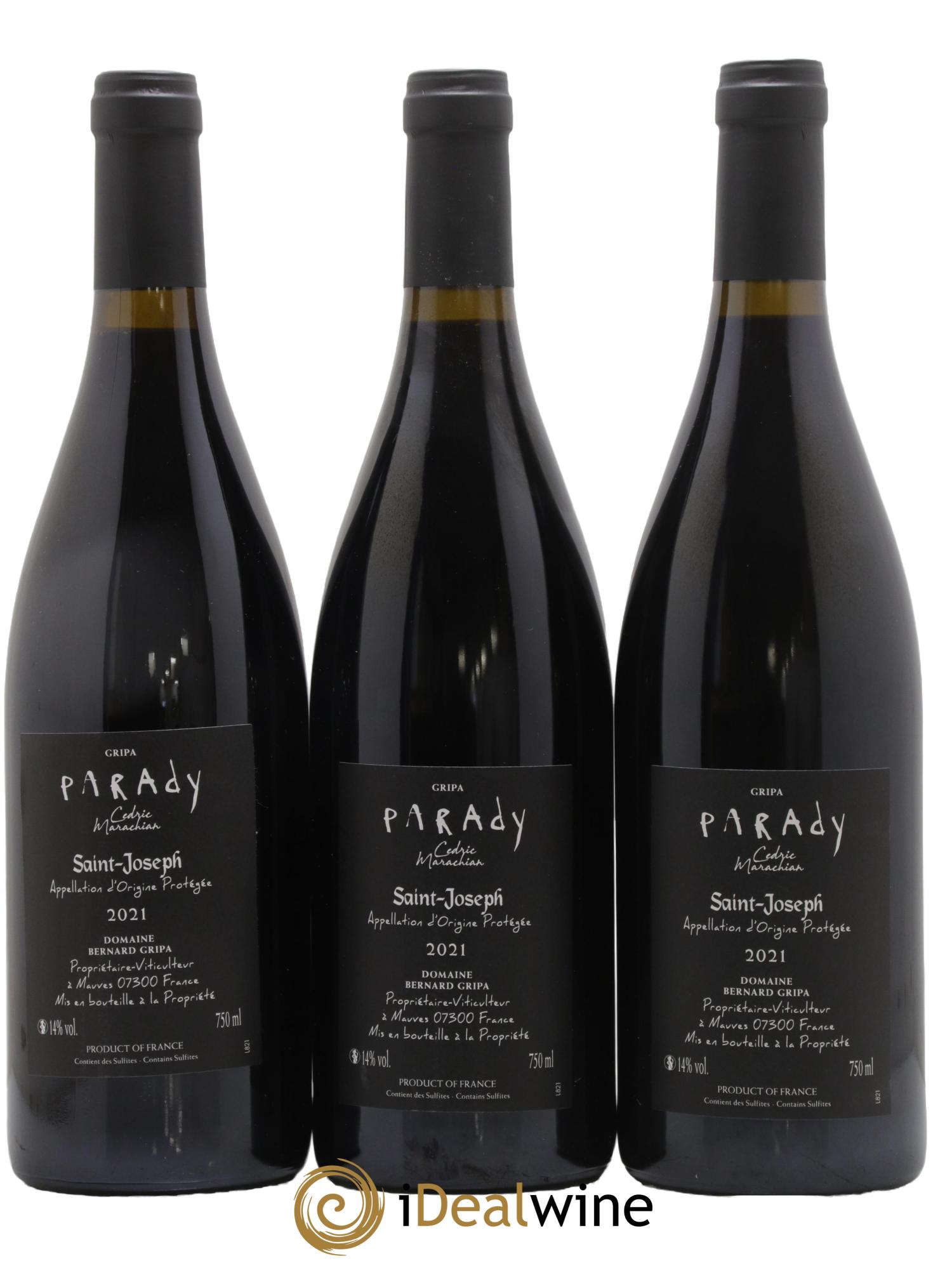 Saint-Joseph Parady Bernard Gripa (Domaine) 2021 - Lotto di 3 bottiglie - 1