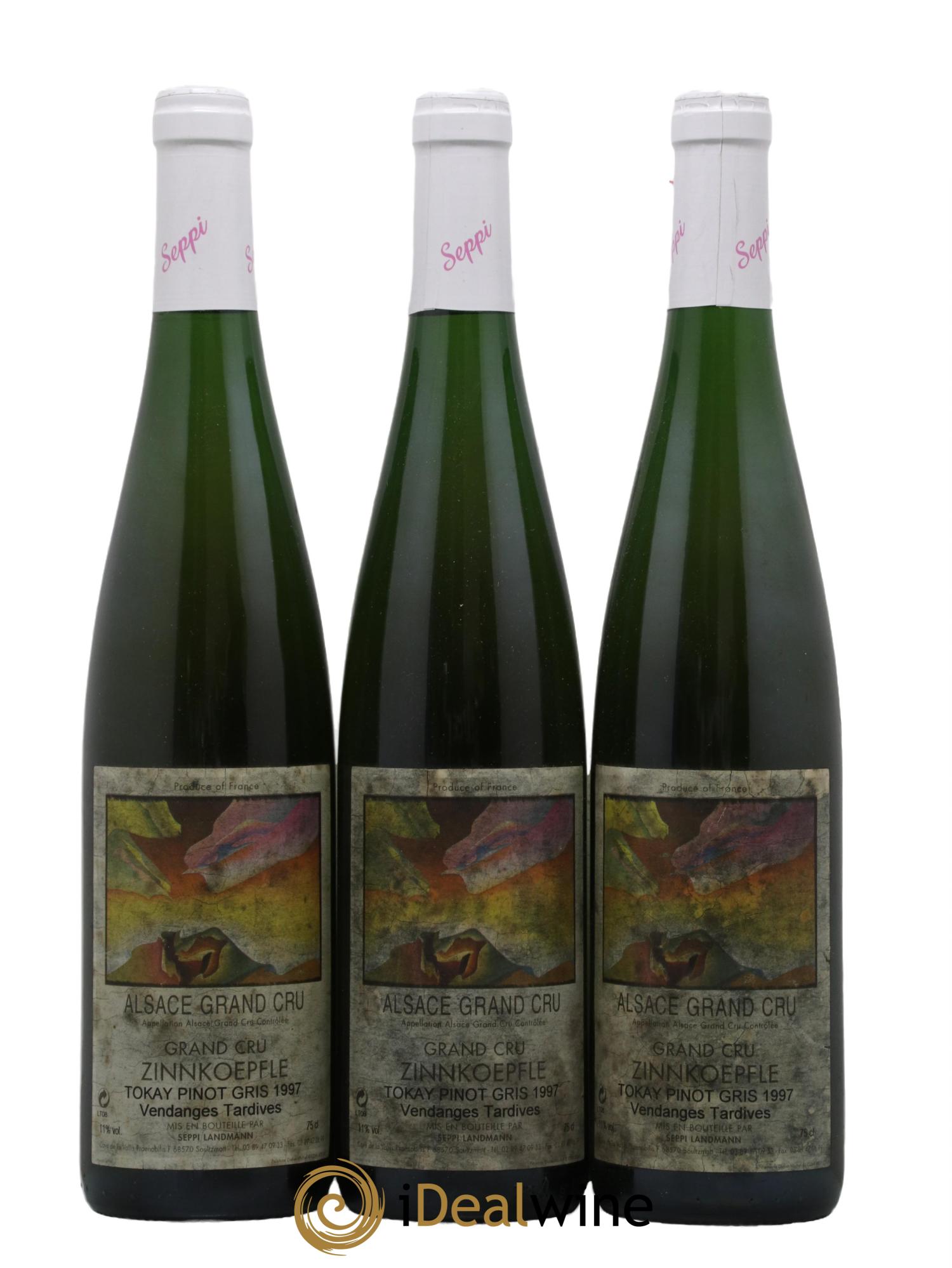 Pinot Gris (Tokay) Vendanges Tardives Zinnkoepfle Seppi Landmann 1997 - Lotto di 3 bottiglie - 0