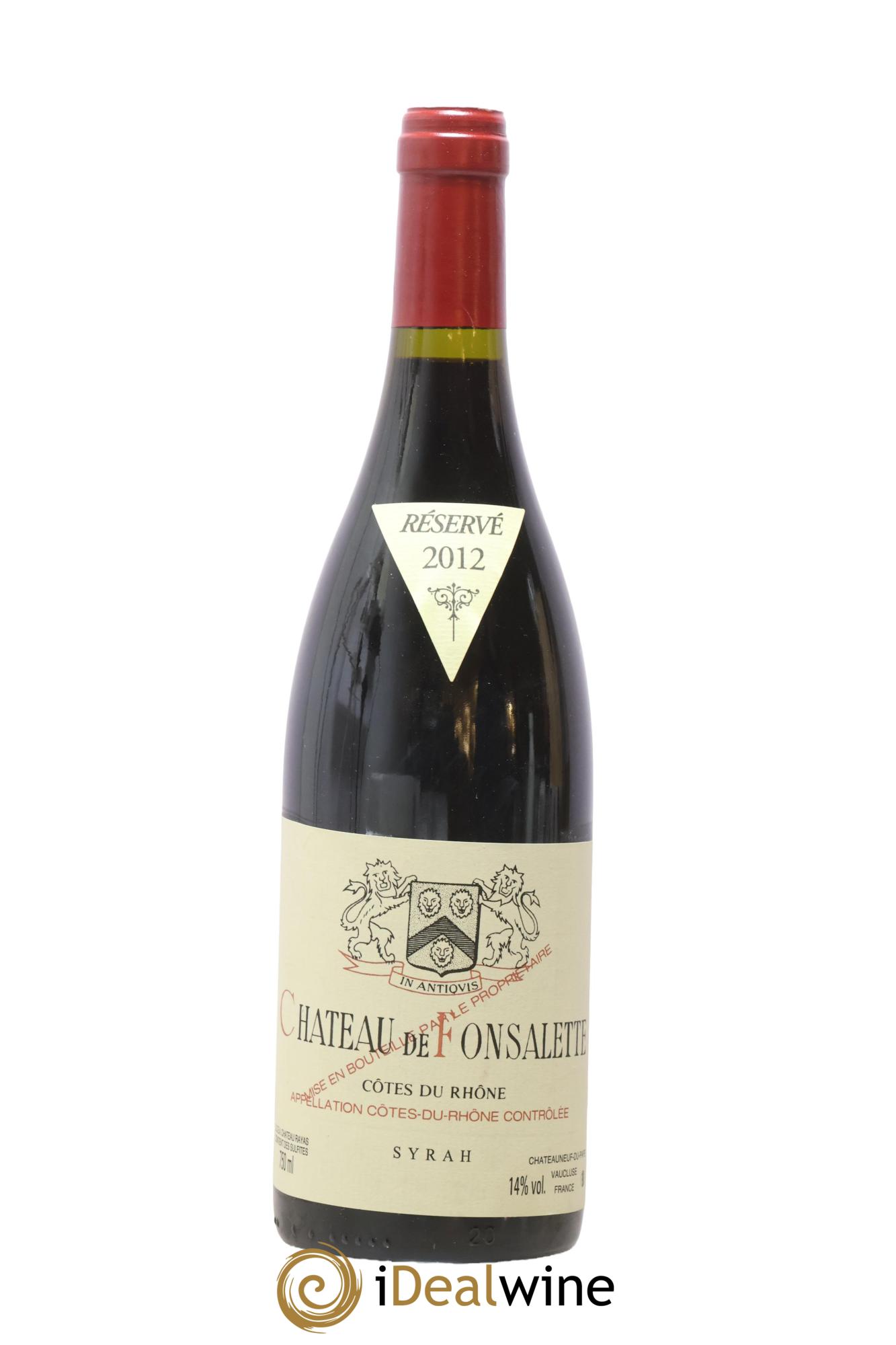 Côtes-du-Rhône Cuvée Syrah Château de Fonsalette 2012 - Lot de 1 bouteille - 0