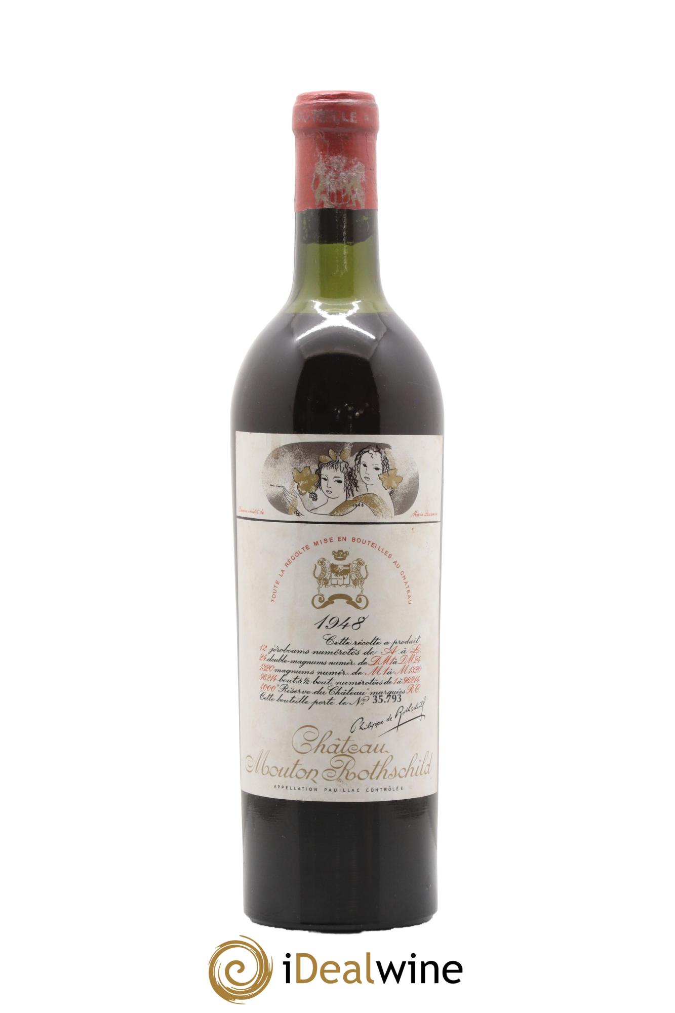 Château Mouton Rothschild 1er Grand Cru Classé 1948 - Lot de 1 bouteille - 0