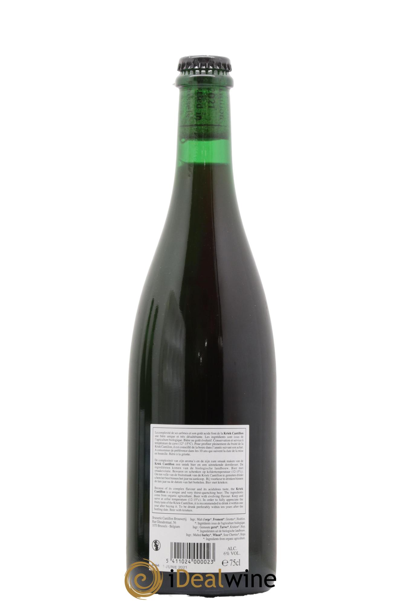 Bière Kriek Lambic Bio Cantillon embouteillé en 2021 - Lot de 1 bouteille - 1