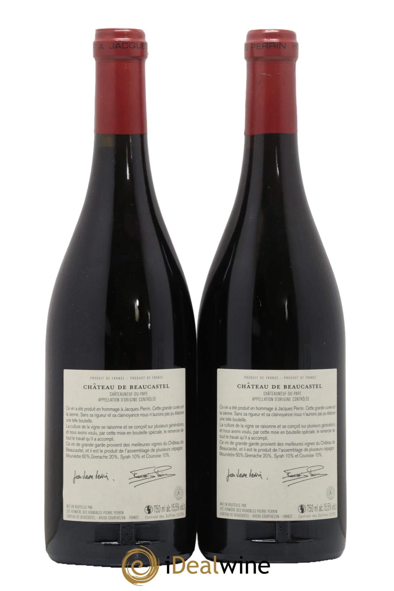 Châteauneuf-du-Pape Château de Beaucastel Hommage à Jacques Perrin Famille Perrin 2011 - Lot of 2 bottles - 2