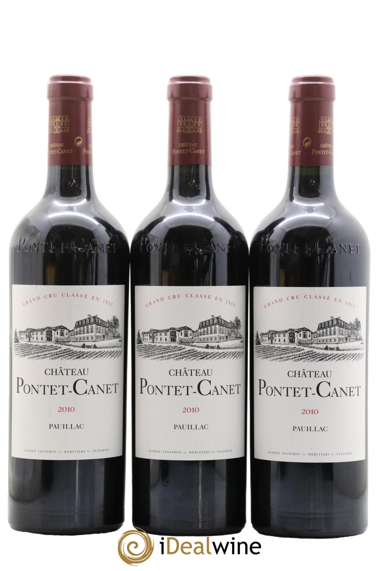Château Pontet Canet 5ème Grand Cru Classé 2010 - Lot de 3 bouteilles - 0
