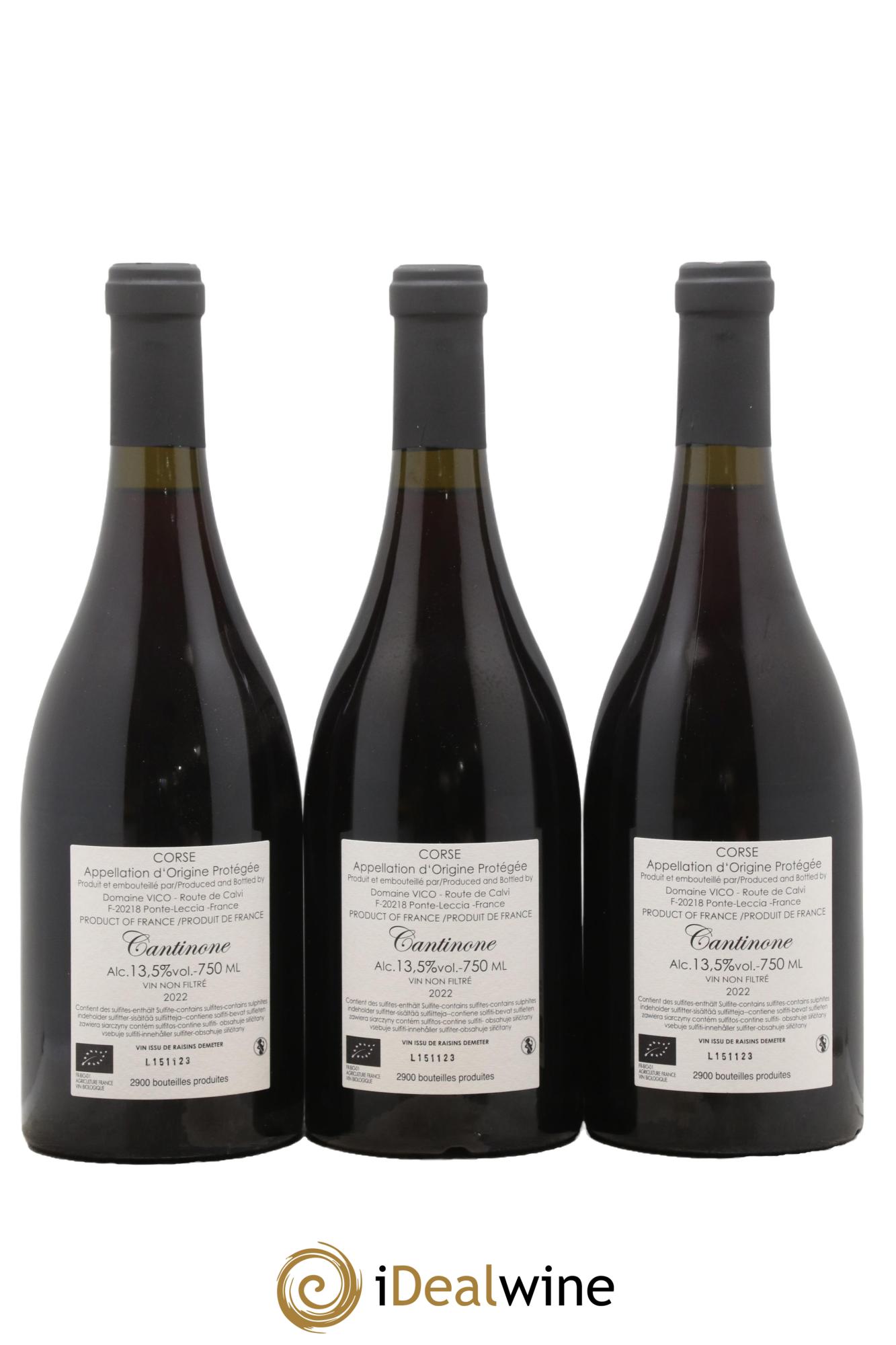 Vin de Corse Cantinone Domaine Vico 2022 - Lot de 3 bouteilles - 1
