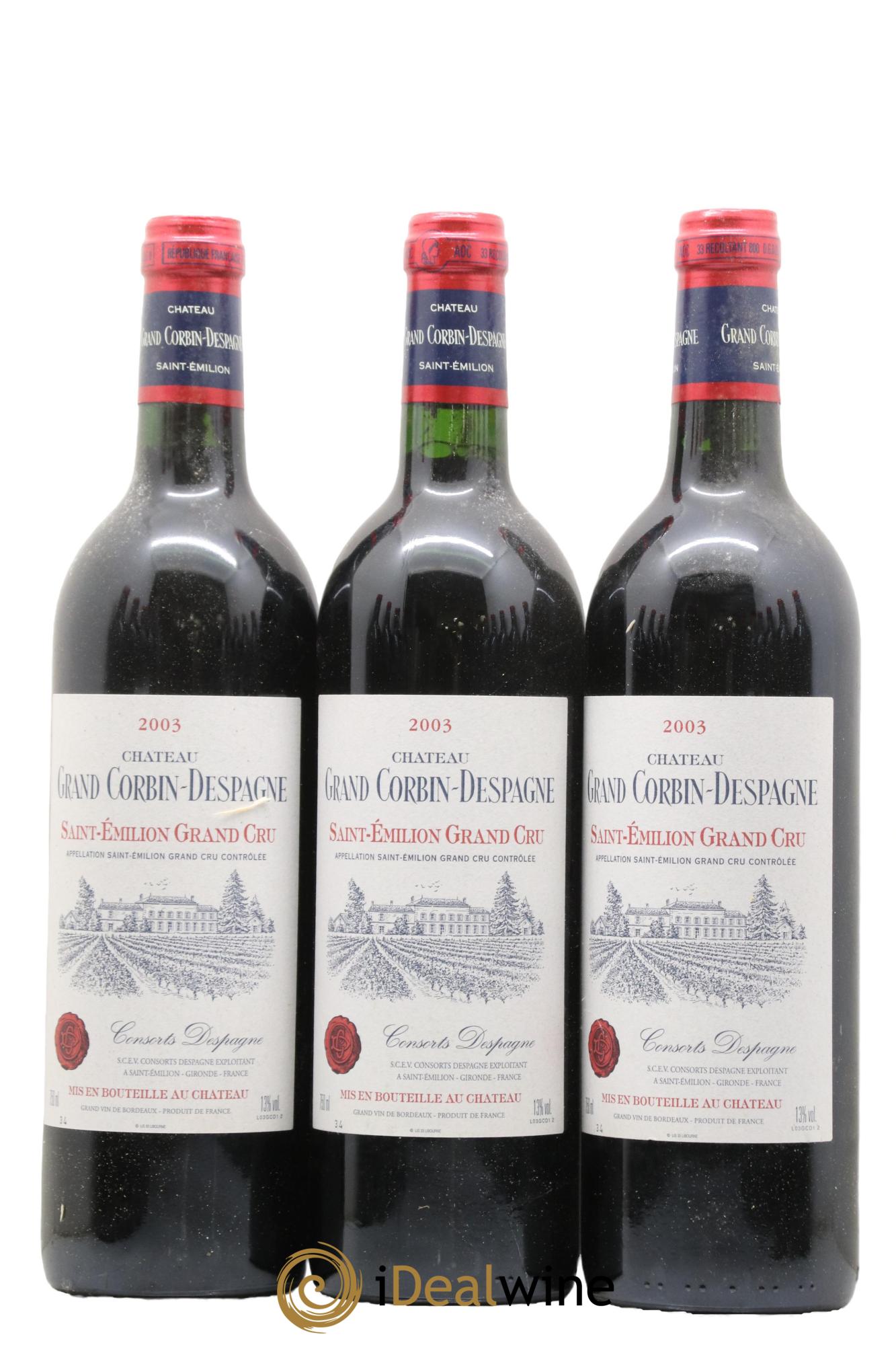 Château Grand Corbin Despagne Grand Cru Classé 2003 - Lot de 12 bouteilles - 1