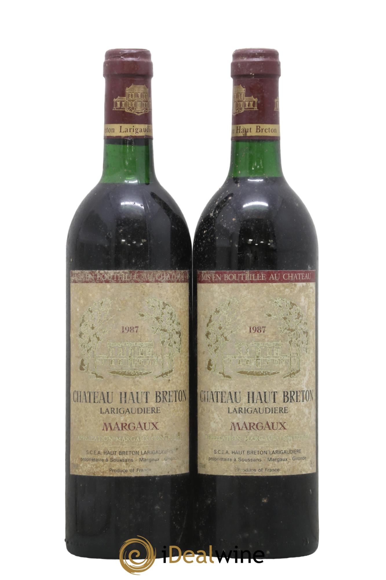 Château Haut Breton Larigaudière Cru Bourgeois 1987 - Lot of 2 bottles - 0