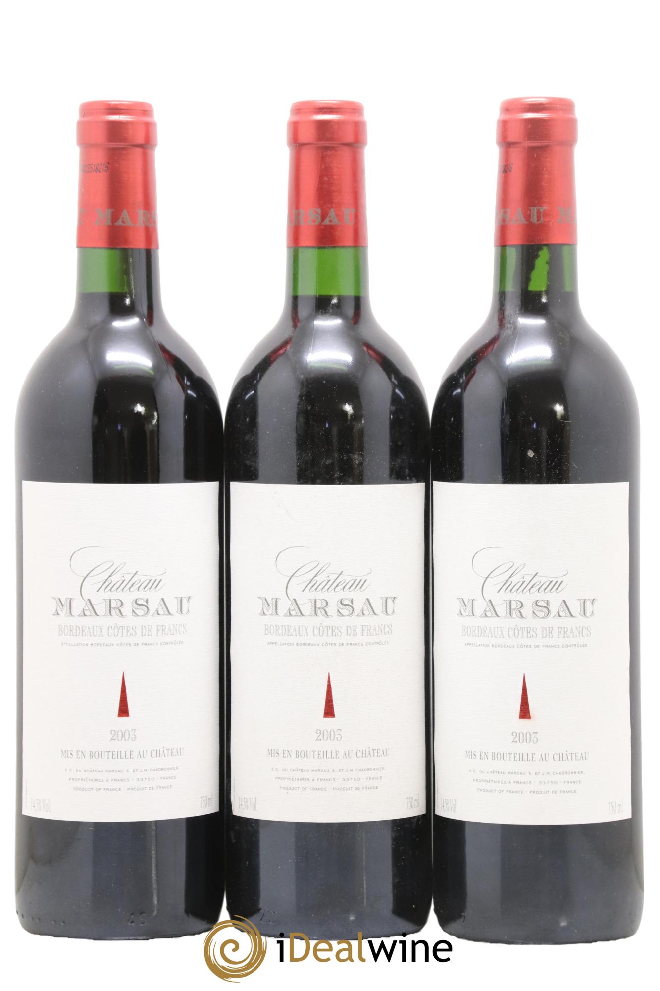 Côtes de Francs Château Marsau 2003 - Lotto di 12 bottiglie - 4