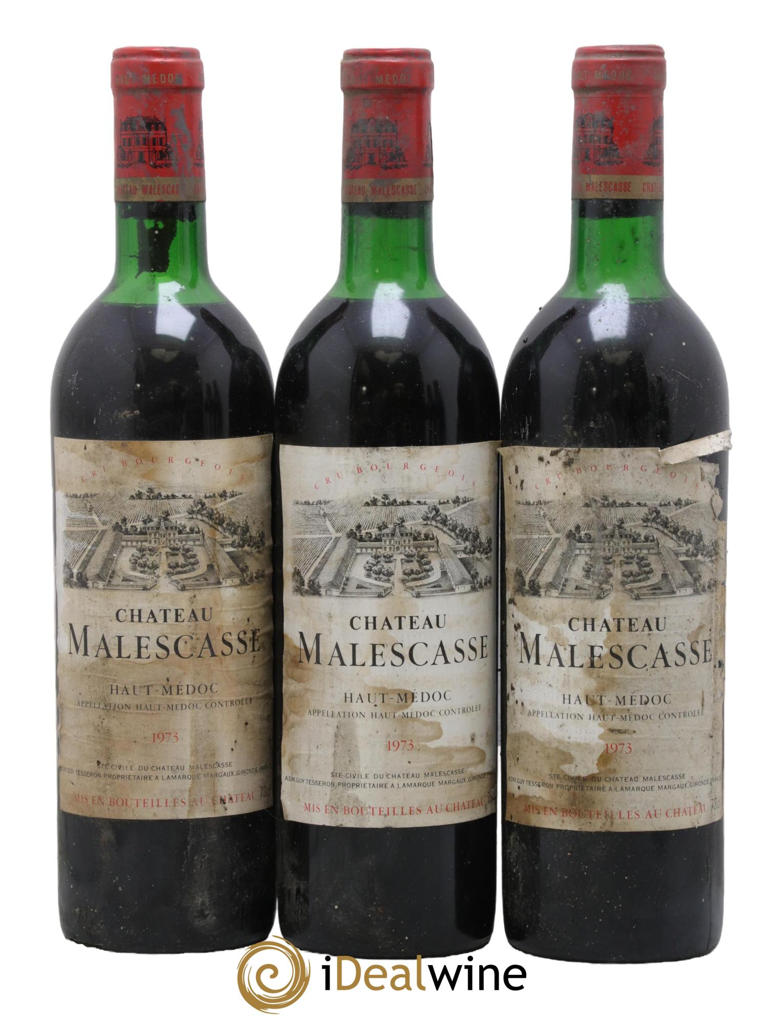 Château Malescasse Cru Bourgeois Exceptionnel 1973 - Lot de 3 bouteilles - 0