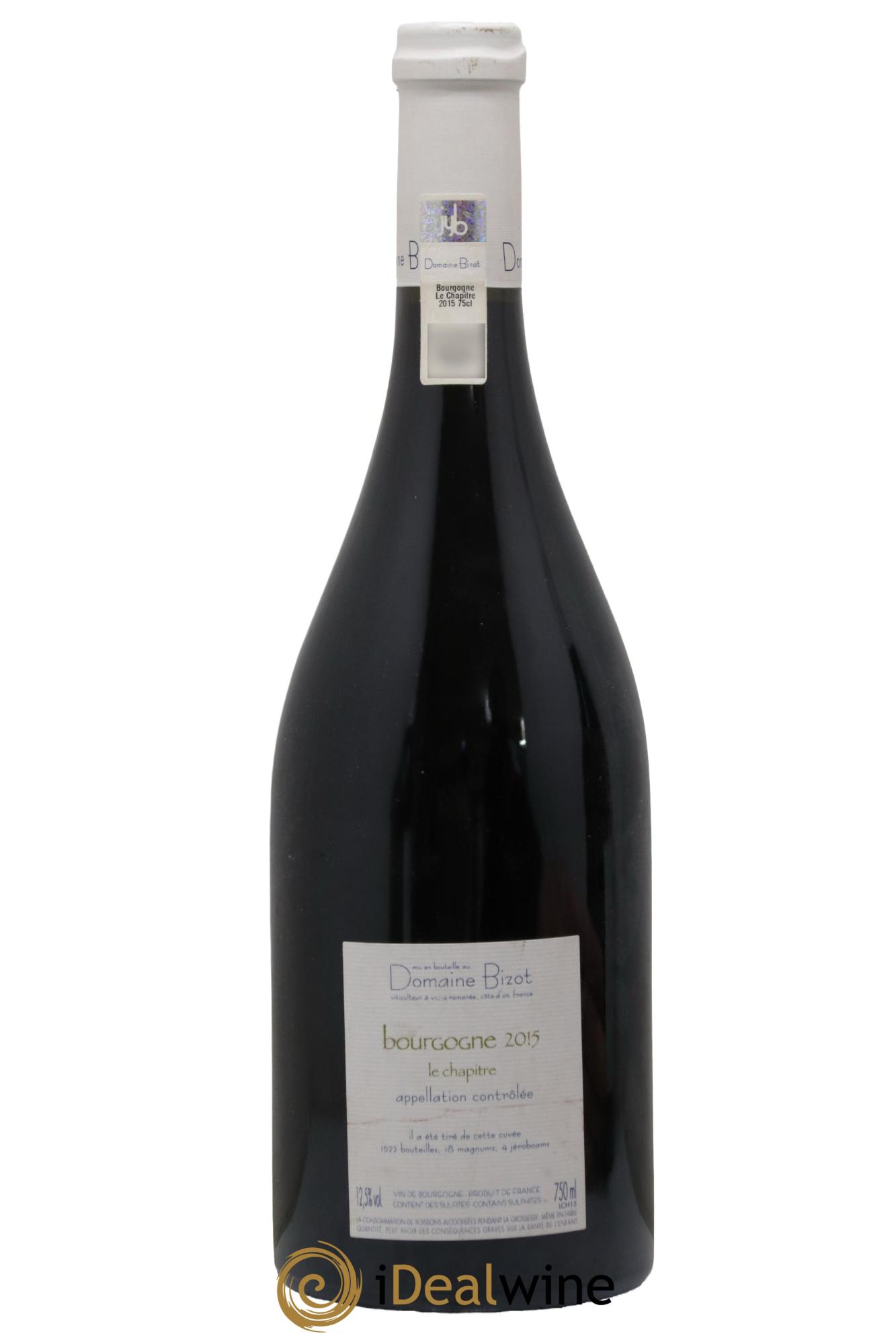 Bourgogne Le Chapitre Bizot (Domaine) 2015 - Lotto di 1 bottiglia - 1