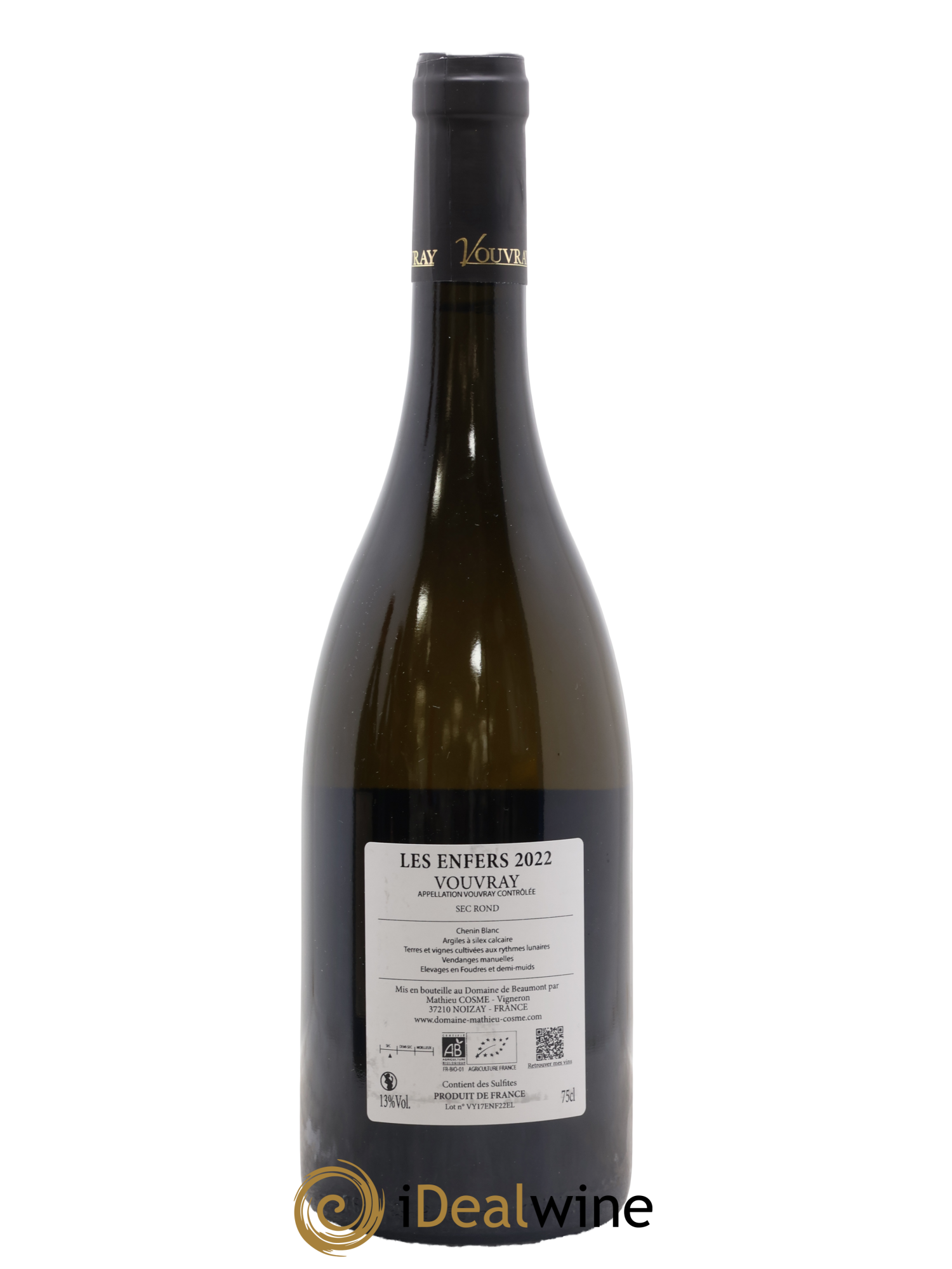 Vouvray Les Enfers Domaine Mathieu Cosme 2022 - Lot de 1 bouteille - 1