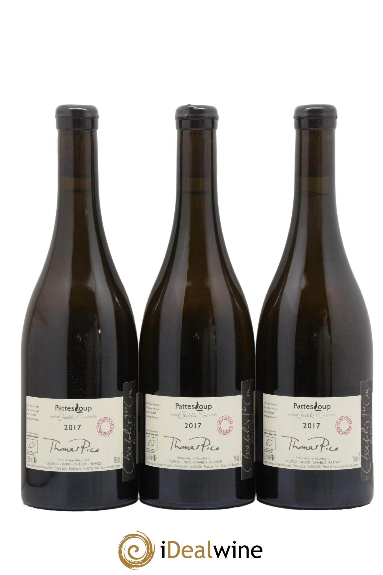 Chablis 1er Cru Butteaux Pattes Loup (Domaine) 2017 - Lot de 3 bouteilles - 1