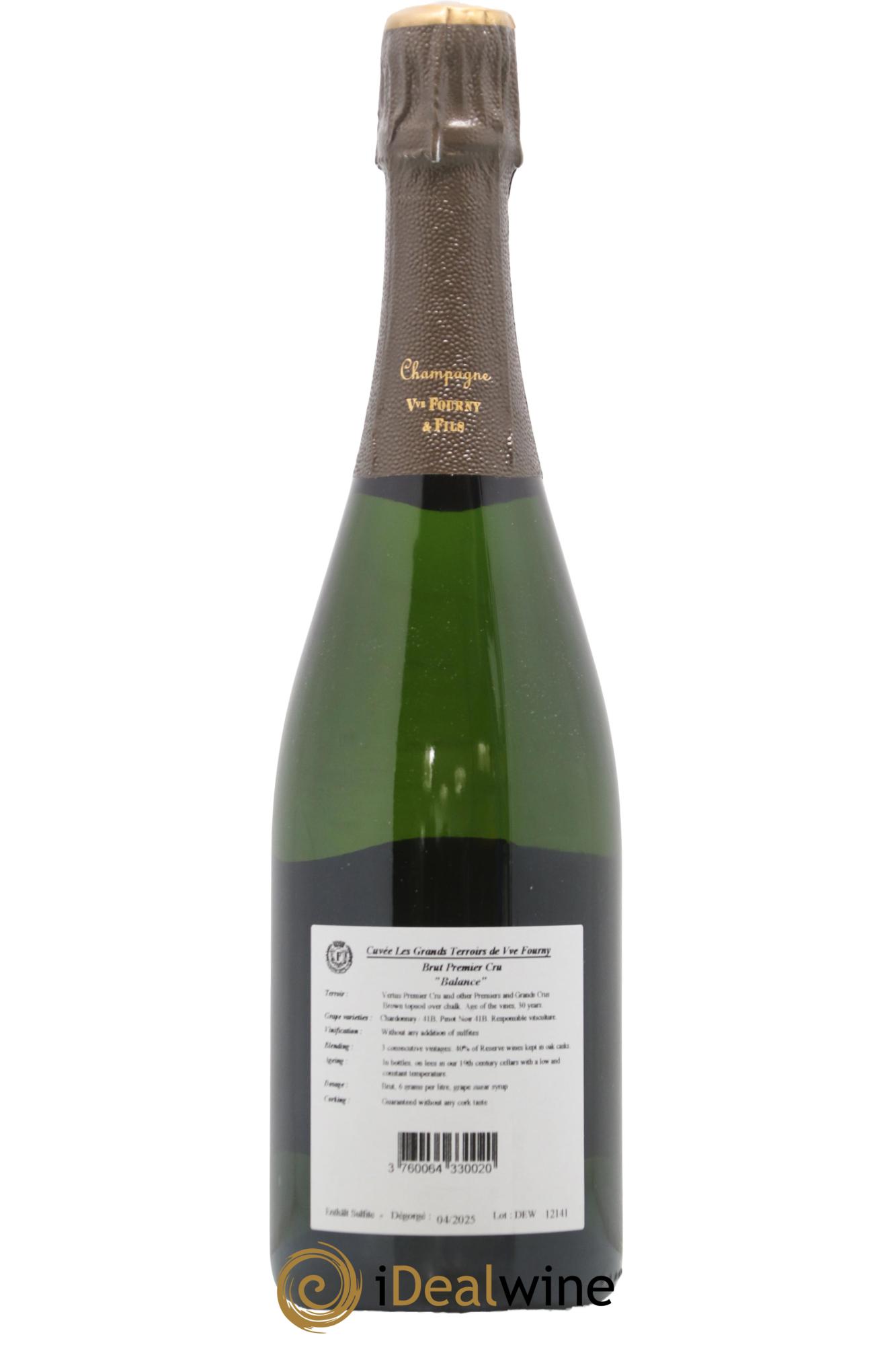 Champagne Grands terroirs Brut 1er cru Veuve Fourny - Lot of 1 bottle - 1