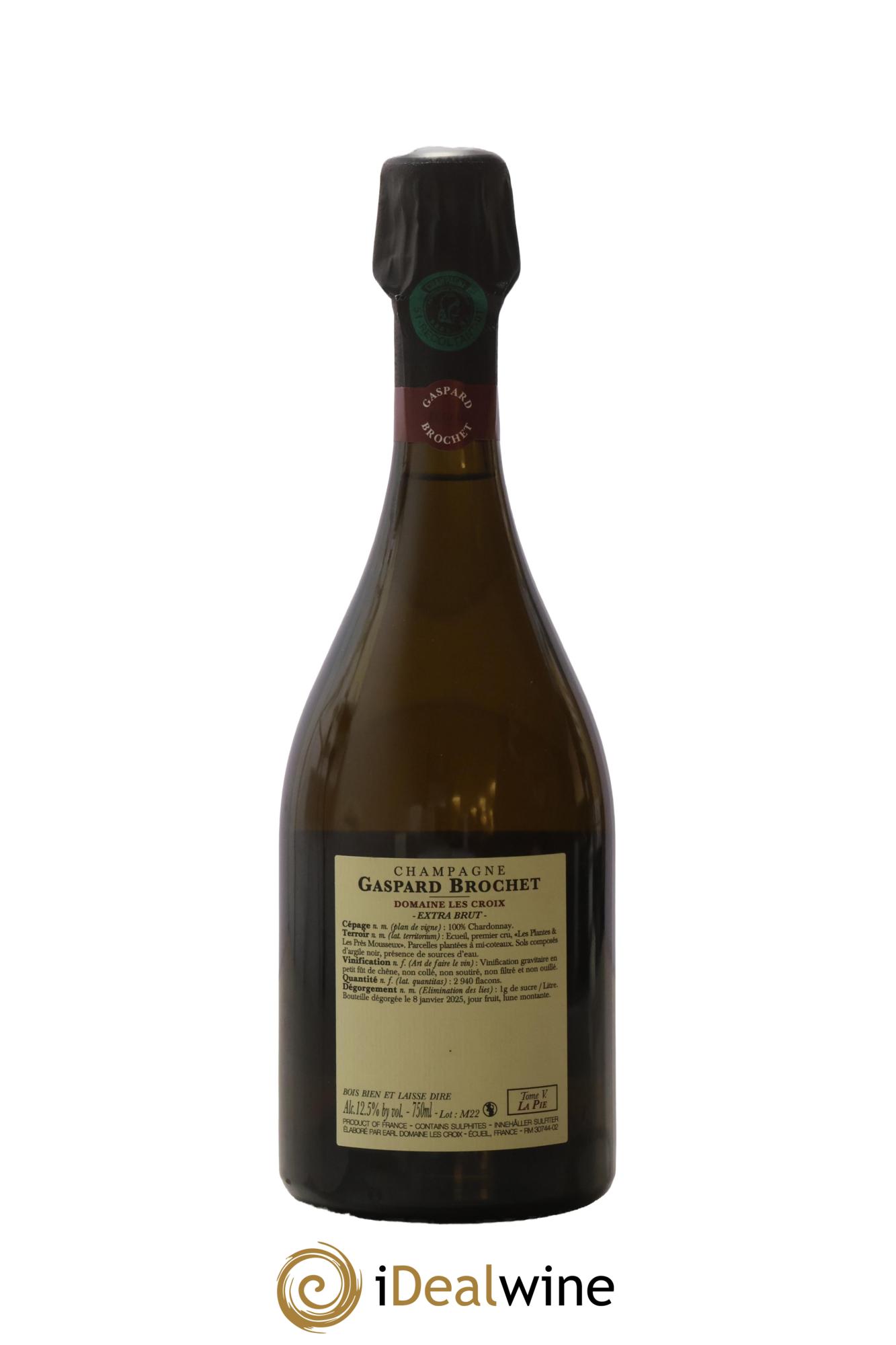 La Pie Chardonnay Tome V Gaspard Brochet Extra Brut Tome V La Pie Chardonnay Maison Gaspard Brochet - Lot de 1 bouteille - 1