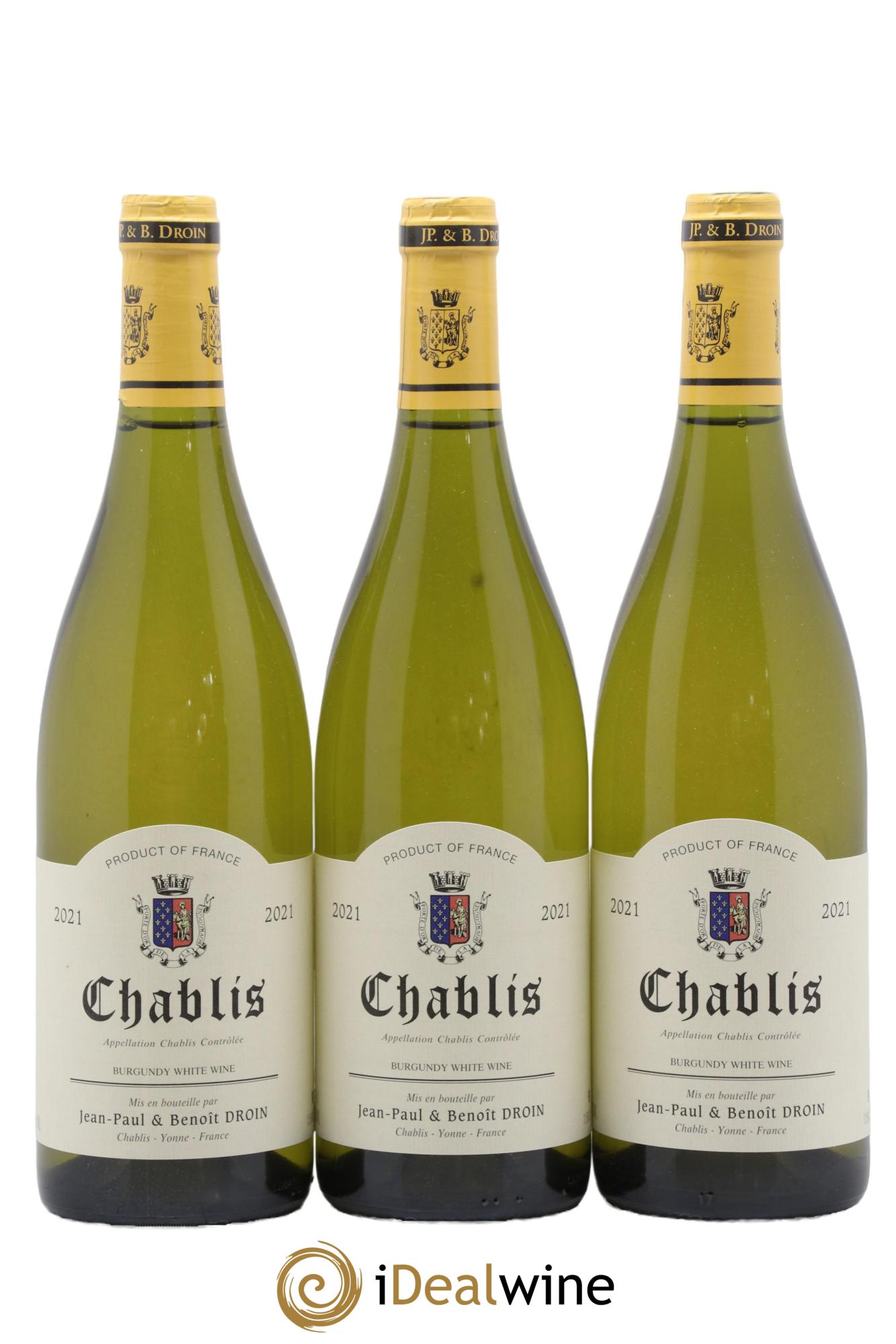 Chablis Jean-Paul & Benoît Droin (Domaine) 2021 - Lot de 3 bouteilles - 0