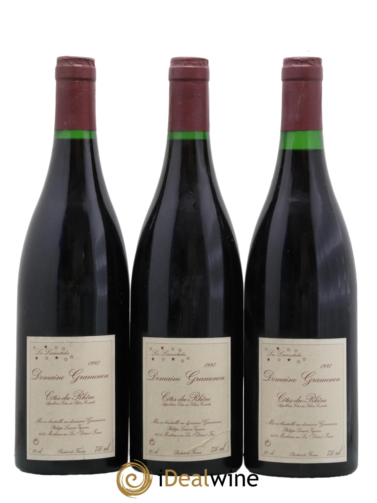 Côtes-du-Rhône Les Laurentides Gramenon (Domaine) 1997 - Lot de 3 bouteilles - 0