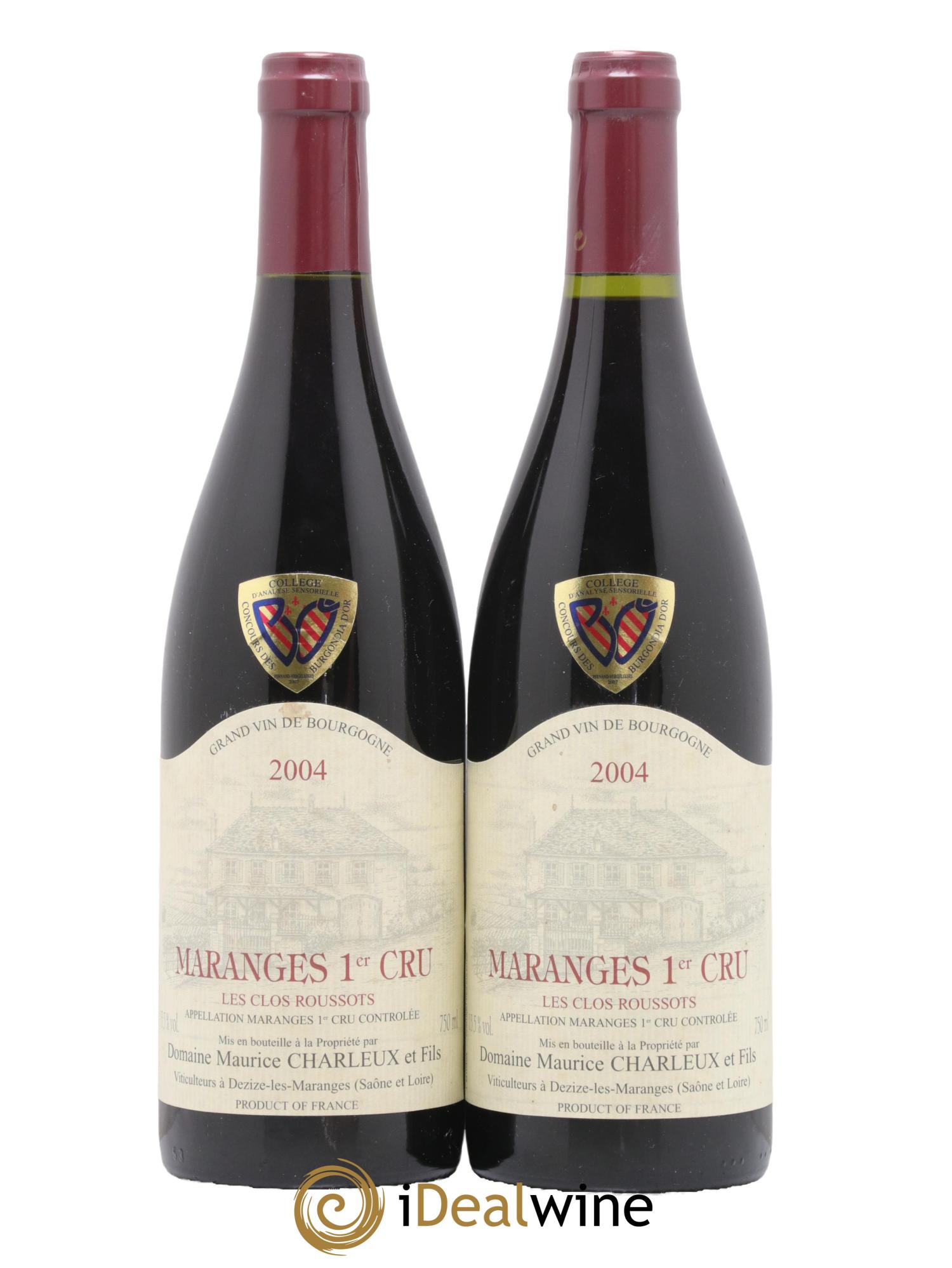 Maranges 1er Cru Les Clos Roussots Charleux et Fils 2004 - Lot de 2 bouteilles - 0