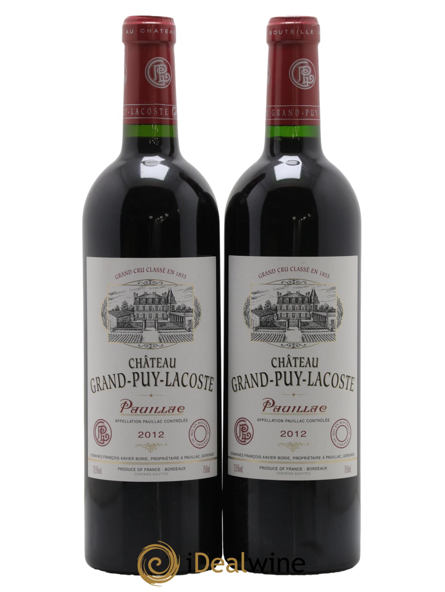 Château Grand Puy Lacoste 5ème Grand Cru Classé 2012 - Lot de 2 bouteilles - 0