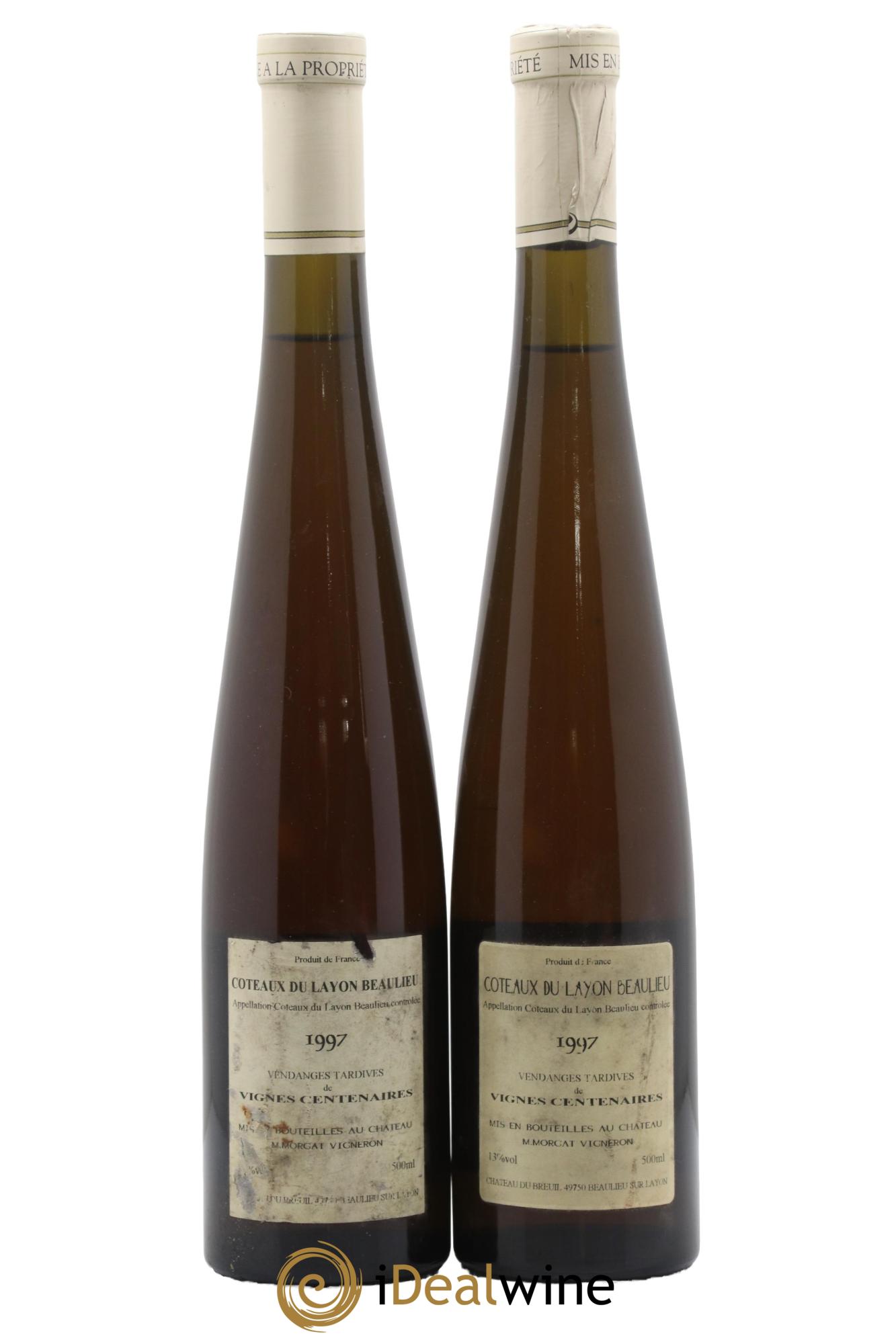 Coteaux du Layon Beaulieu Orantium Château du Breuil Vendanges Tardives de Vignes Centenaires 1997 - Lot de 2 format 50cls - 1