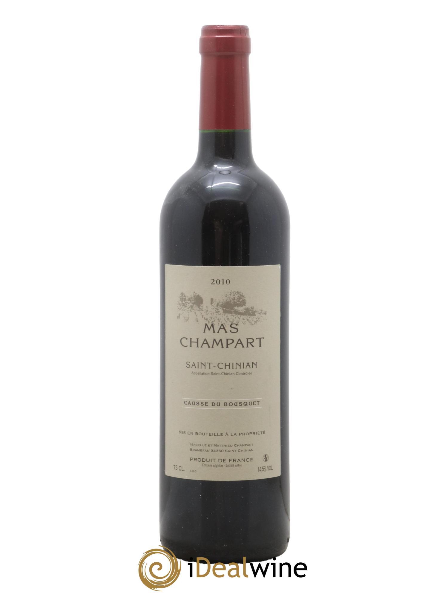 Saint-Chinian Mas Champart Causse du Bousquet Isabelle et Mathieu Champart 2010 - Lot de 1 bouteille - 0