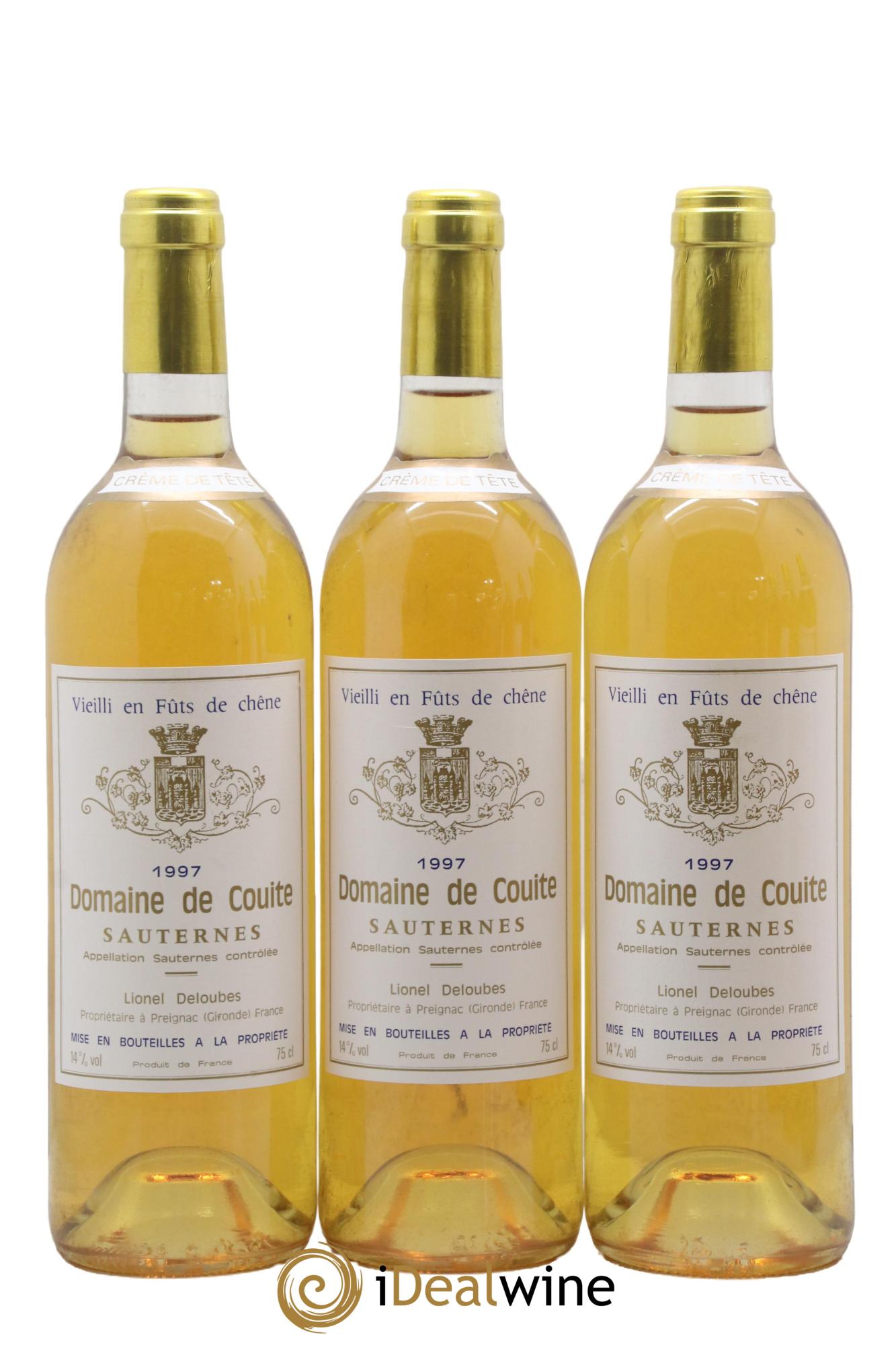 Sauternes Domaine de la Couite 1997 - Lotto di 3 bottiglie - 0