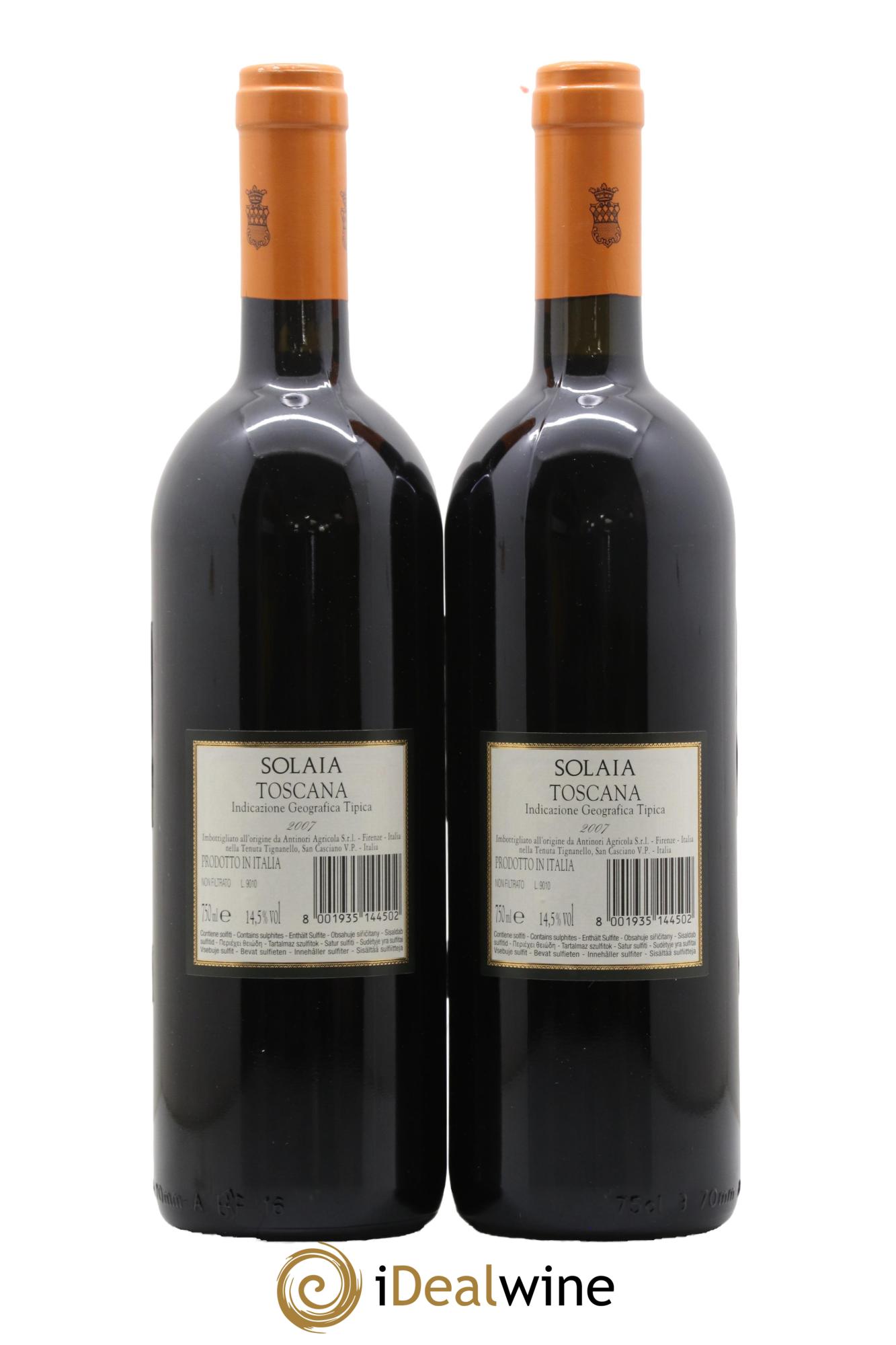 Toscana IGT Solaia Tenuta Tignanello - Marchesi Antinori 2007 - Lot of 2 bottles - 1