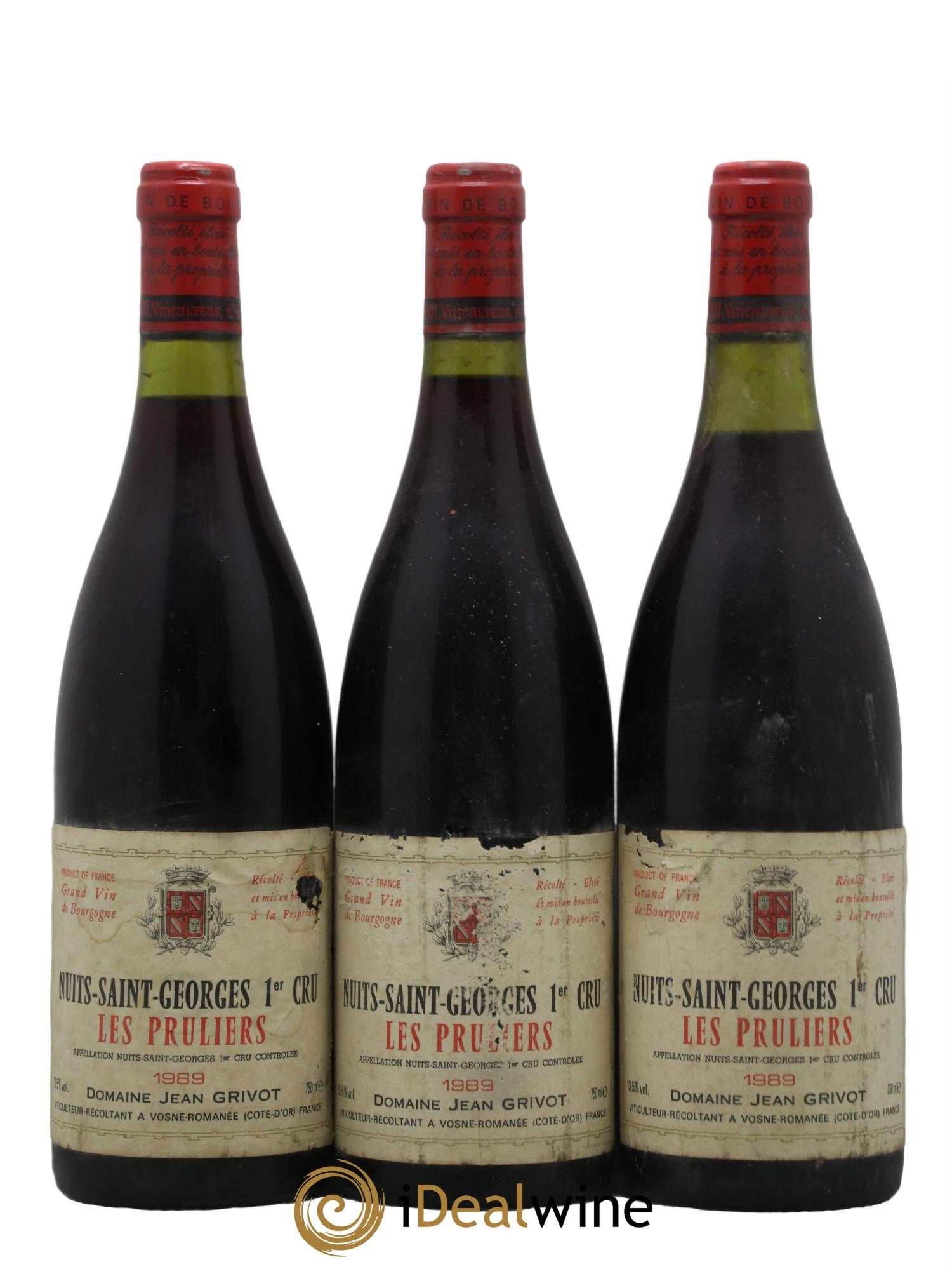 Nuits-Saint-Georges 1er Cru Les Pruliers Jean Grivot 1989 - Lot de 3 bouteilles - 0