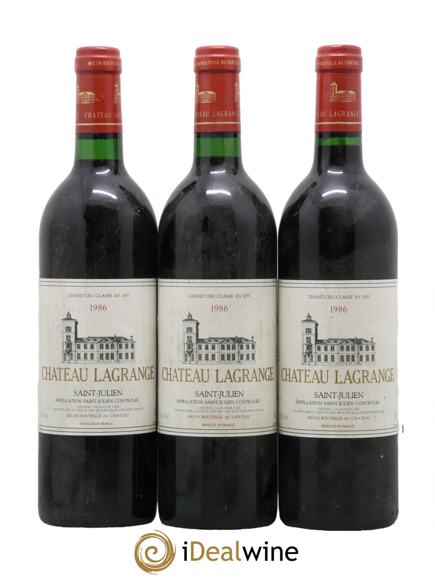 Château Lagrange 3ème Grand Cru Classé 1986 - Lot de 3 bouteilles - 0