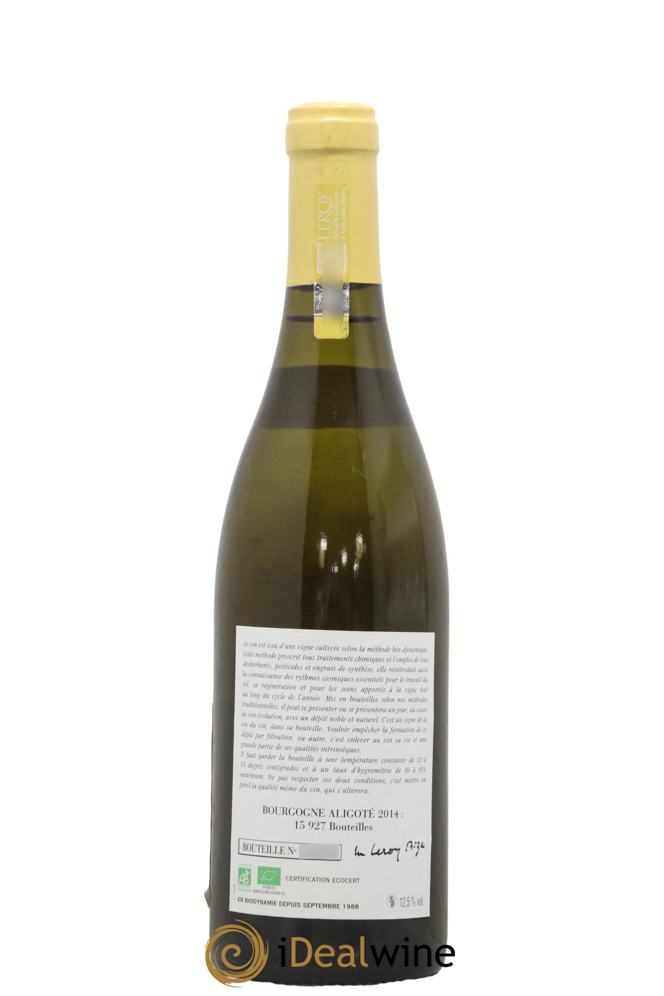 Bourgogne Aligoté Leroy (Domaine) 2014 - Lot of 1 bottle - 1