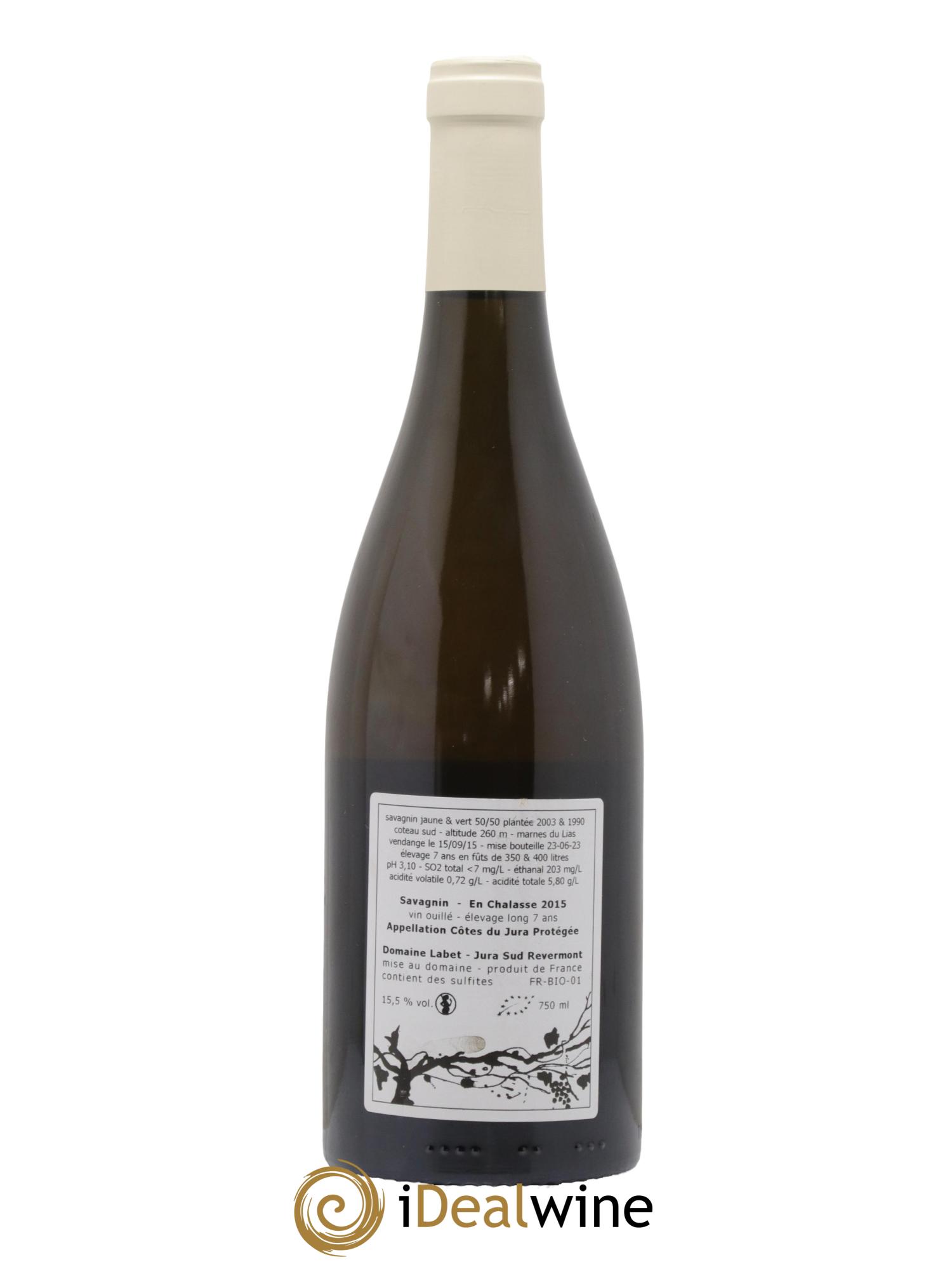 Côtes du Jura Savagnin Ouille Elevage Long 7 ans En Chalasse Domaine Labet 2015 - Lot de 1 bouteille - 1