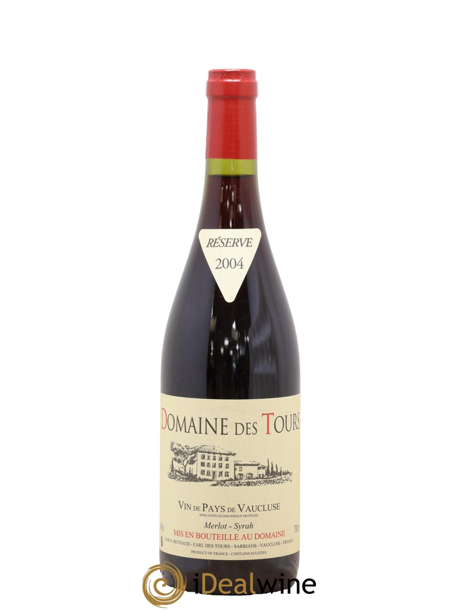 Vaucluse Domaine des Tours Merlot-Syrah Emmanuel Reynaud 2004 - Lot de 1 bouteille - 0