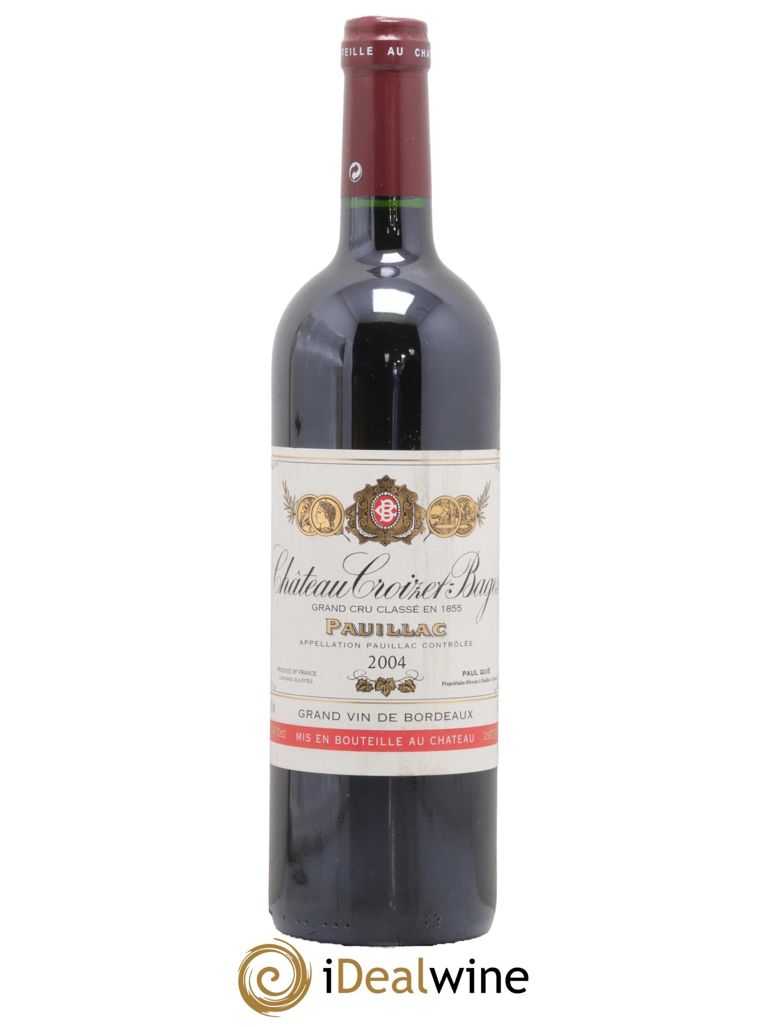 Château Croizet Bages 5ème Grand Cru Classé 2004 - Lot de 1 bouteille - 0