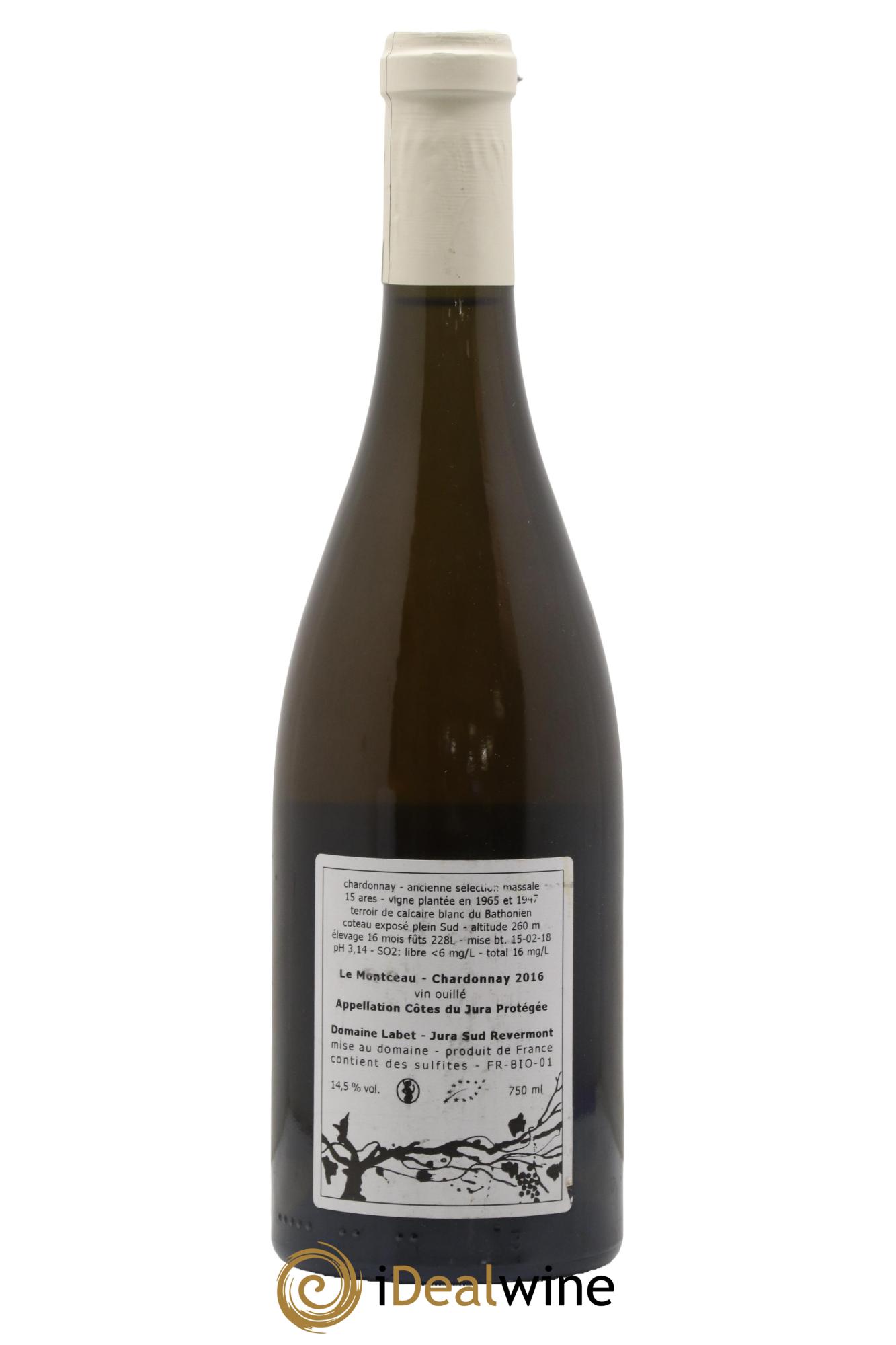 Côtes du Jura Chardonnay Le Montceau Romain - Julien - Charline Labet 2016 - Lot de 1 bouteille - 1