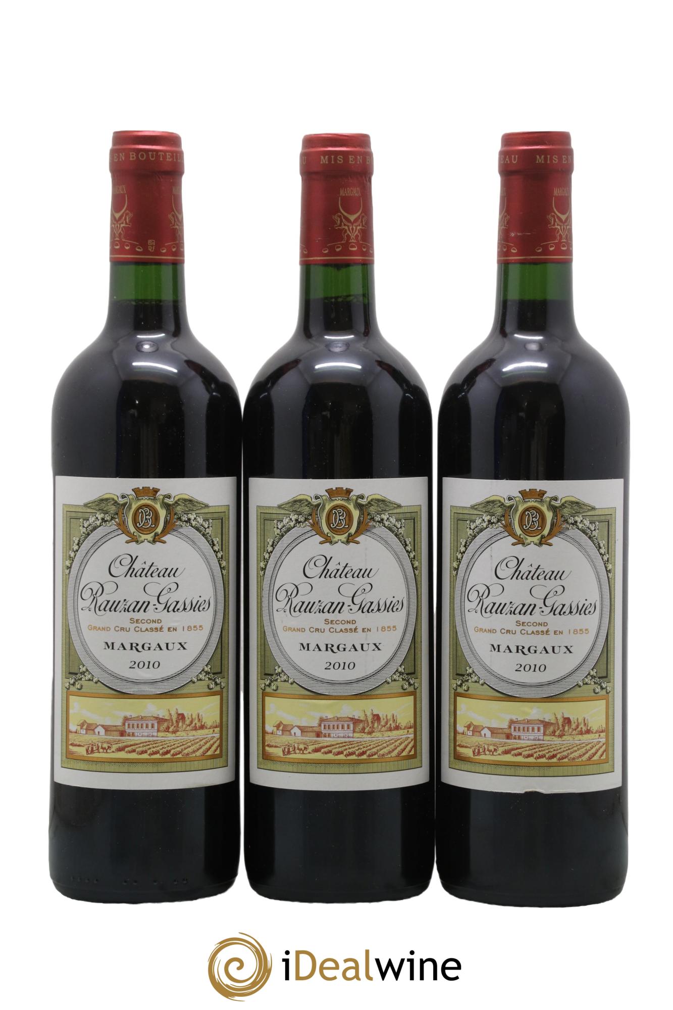 Château Rauzan-Gassies 2ème Grand Cru Classé 2010 - Lotto di 3 bottiglie - 0