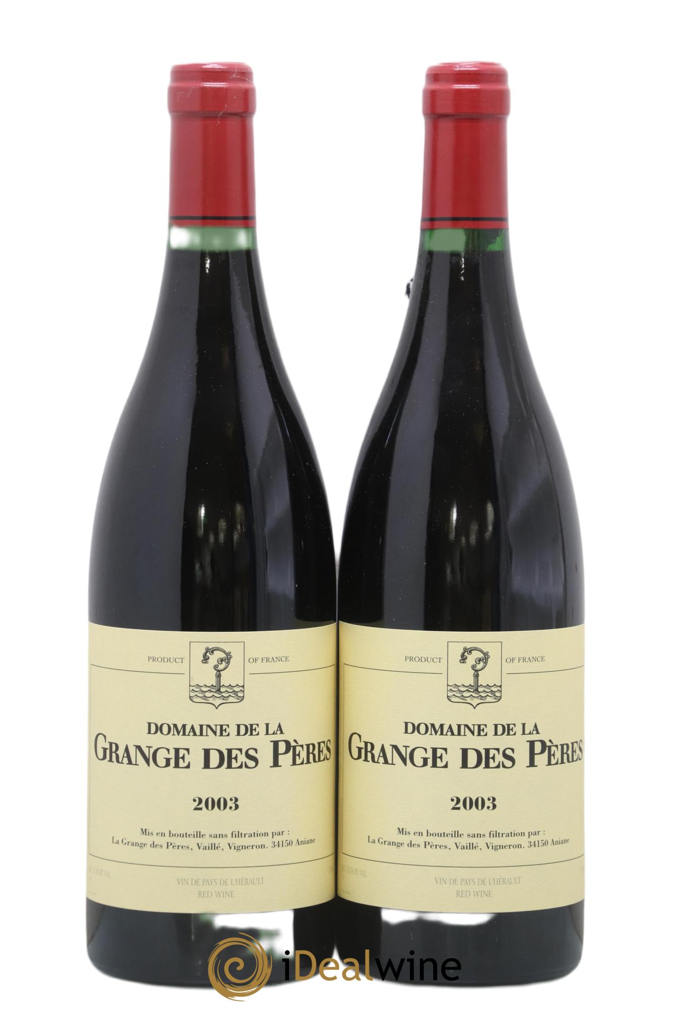 IGP Pays d'Hérault Grange des Pères Laurent Vaillé 2003 - Lot de 2 bouteilles - 0