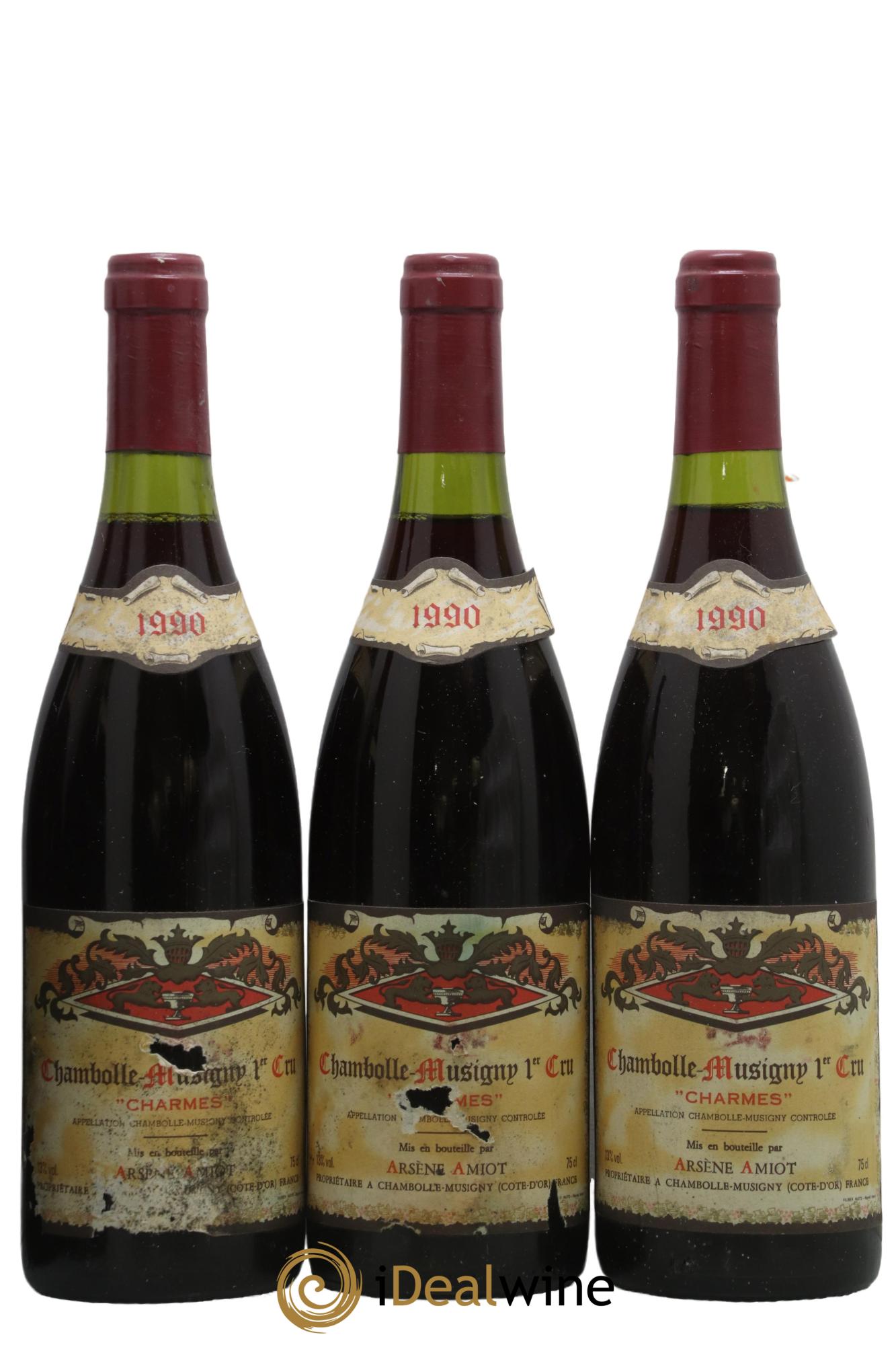 Chambolle-Musigny 1er Cru Charmes Arsene Amiot 1990 - Lot de 3 bouteilles - 0