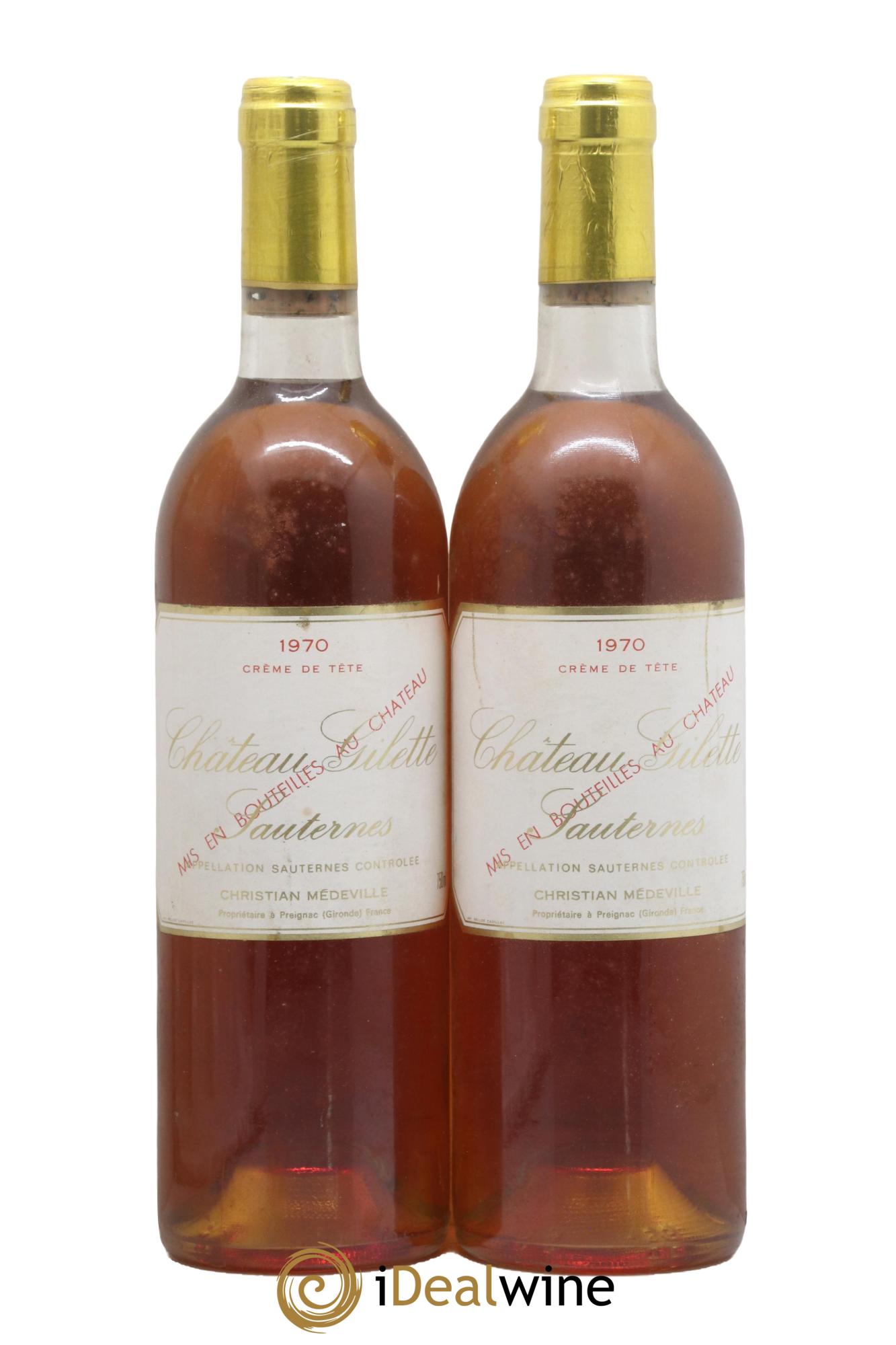 Château Gilette - Crème de Tête Grande Réserve 1970 - Lotto di 2 bottiglie - 0