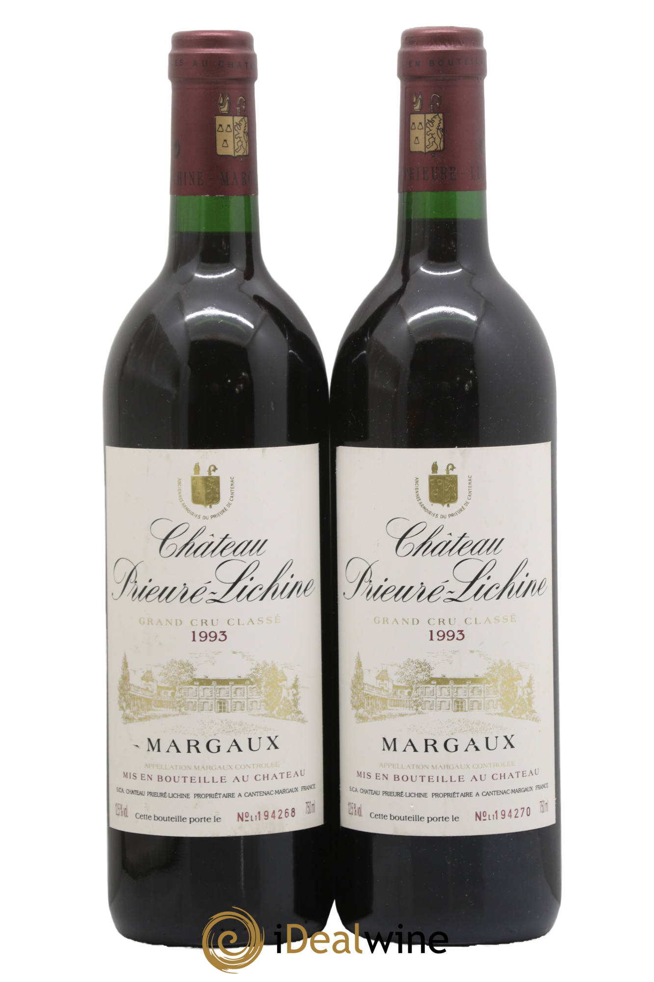 Château Prieuré Lichine 4ème Grand Cru Classé 1993 - Lot de 2 bouteilles - 0
